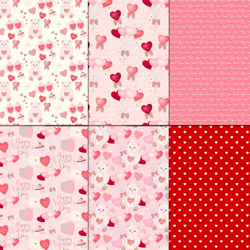 24 Sheets Scrapbooking Supplies Paper Christmas Scrapbook Paper 6"×6”, Cardstock Paper Assorted Patterned for DIY Decorative and Christmas and Valentine's Day( Love - A)