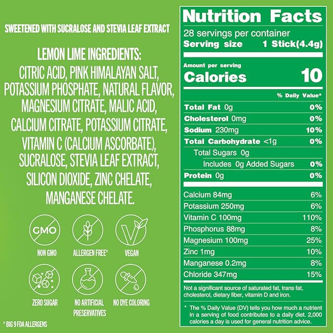 TREVI™ Sugar Free Electrolytes - Drink Mix Hydration Powder Packets - 28 Count - Lemon Lime