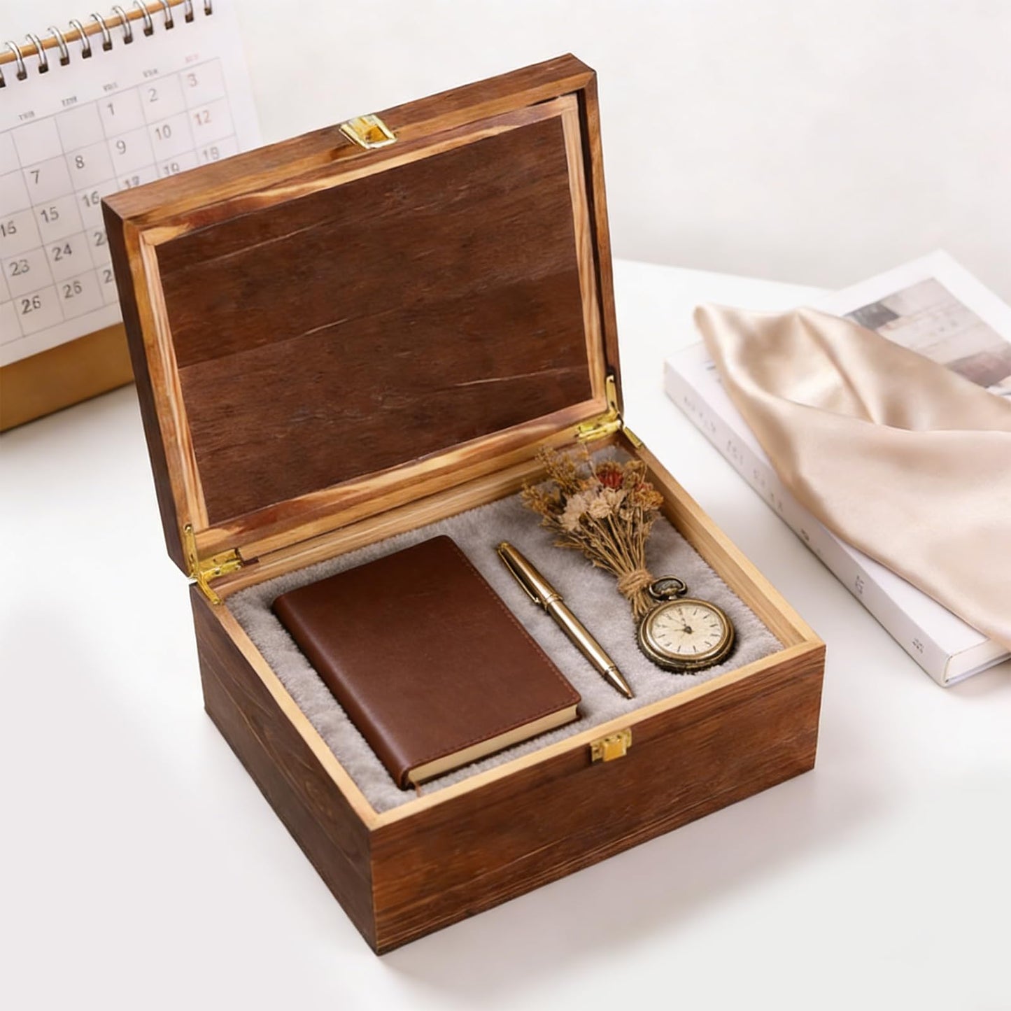 LUHUADUO Wooden Keepake Box, Large Tree of Life Storage Memory Box with Hinged Lid for Storing Photo, Jewelry, Gifts, Decorative Memory Treasure Box