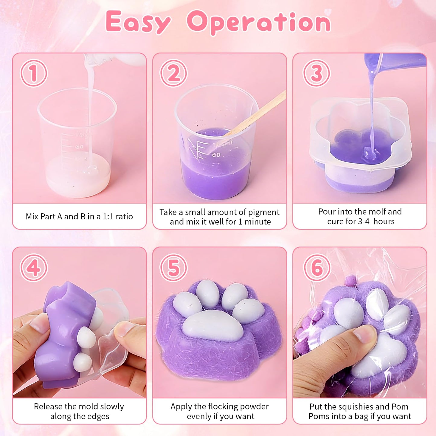 DIY Soft Craft Making Kit with 18oz 1:1 Two-Part Gel & Animal, Dessert Molds, Slow Rising Squeeze Craft Set for Stress Relief, All-in-One Craft Materials for Beginners, Creative Gift for Graduation