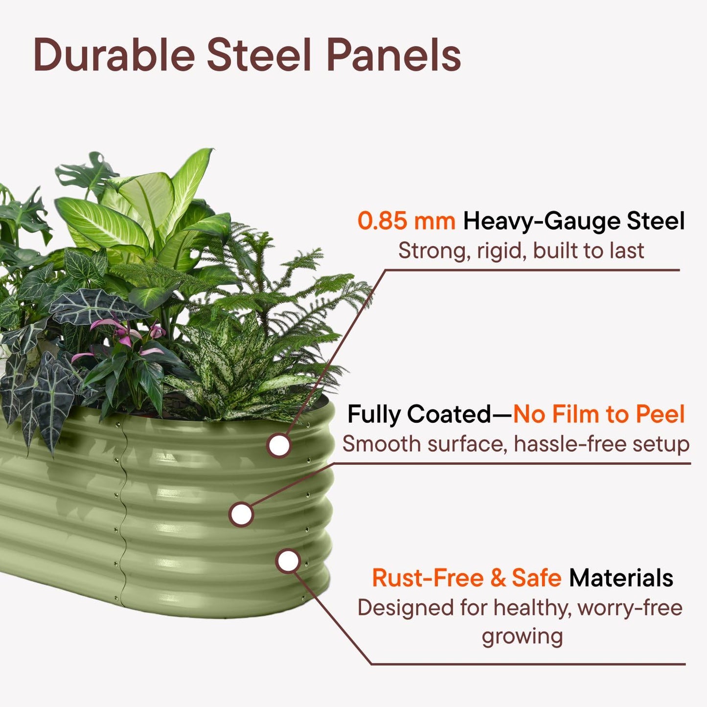Annoell 2-Pack Galvanized Raised Garden Bed 8x4x1.5 | 10x2x1.5 ft, 18" Tall Metal Planter Boxes Outdoor for Herb Vegetable, Modular Raised Flower Bed for Gardening with Zn-Al-Mg Coated - Sand Beige