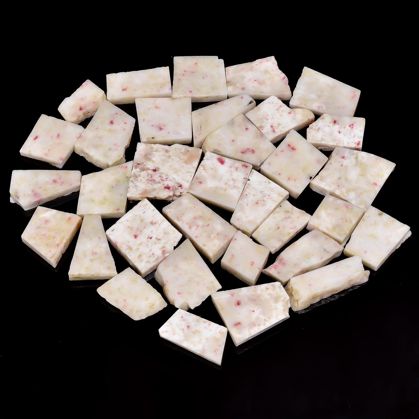 Natural Cinnabar Raw Slice Gemstone- Healing Crystals for DIY Jewelry Making -Loose Natural Cabochon -Perfect for Crafting Unique Jewelry Designs (5 pcs, 25-35 mm)