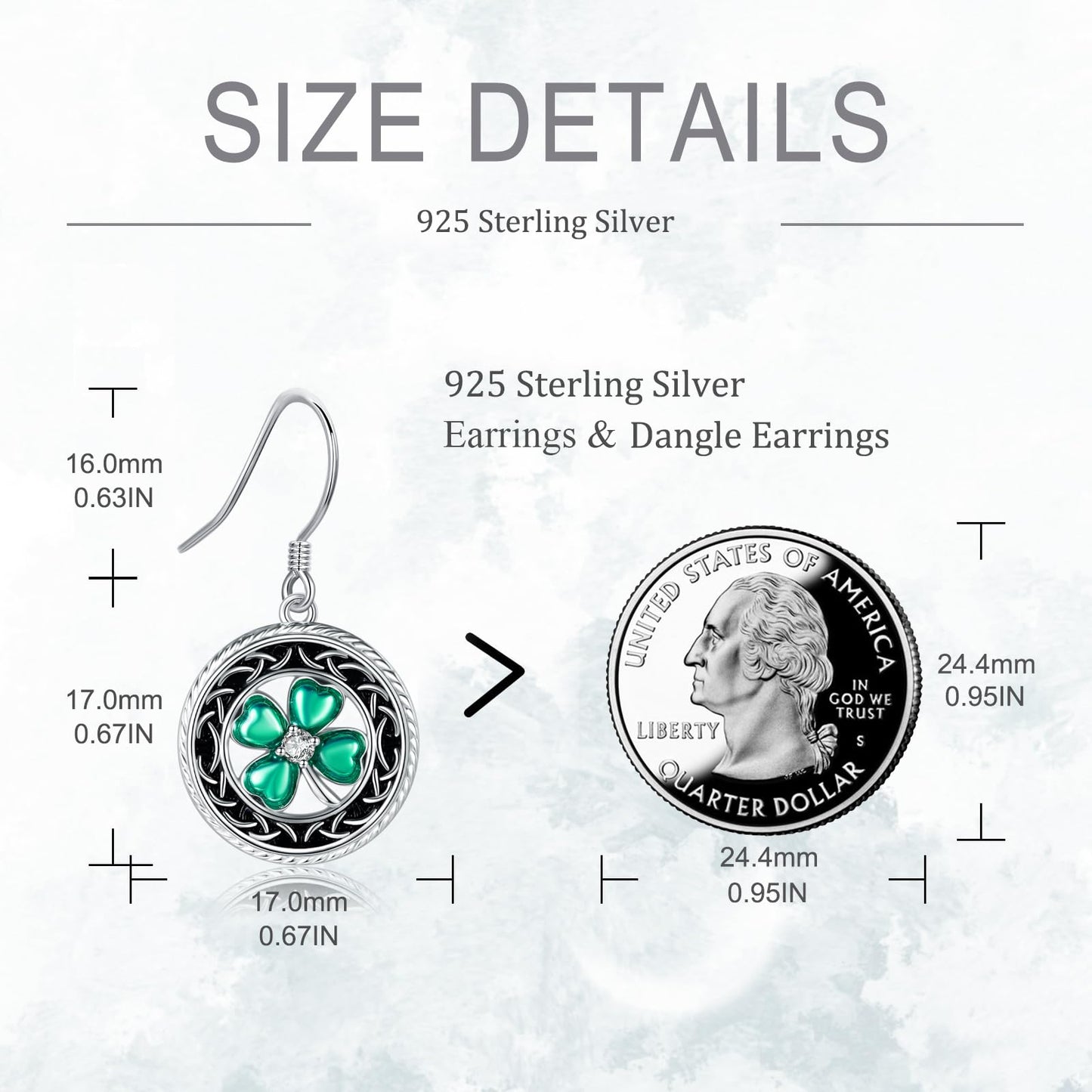 POPLYKE Shamrock Earrings for Women 925 Sterling Silver Four Leaf Clover Earrings St Patrick's Day Earrings Lucky Gifts