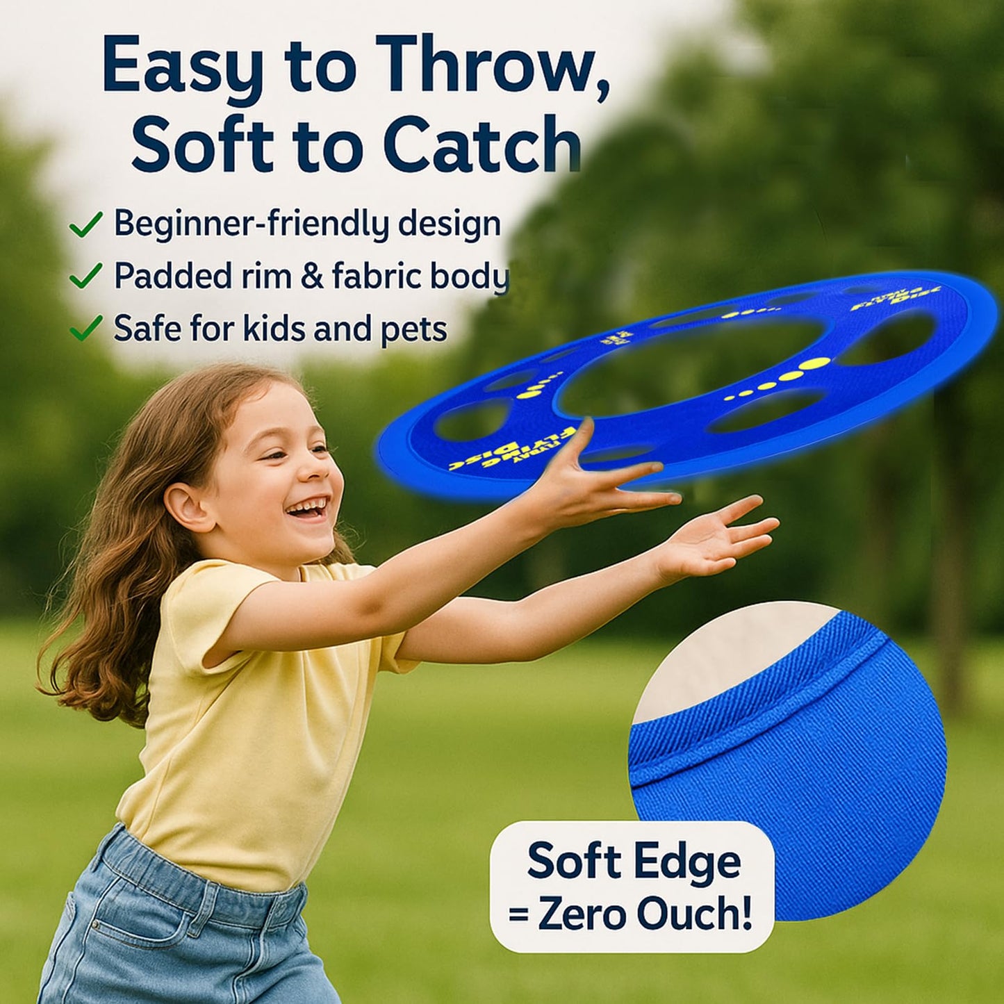 Giant Flying Disc Soft, Foldable & Floats in Air - Encourage Outdoor Play & Family Fun - Great for Kids, Parent-Child Interaction, and School Activities (27 Inch)