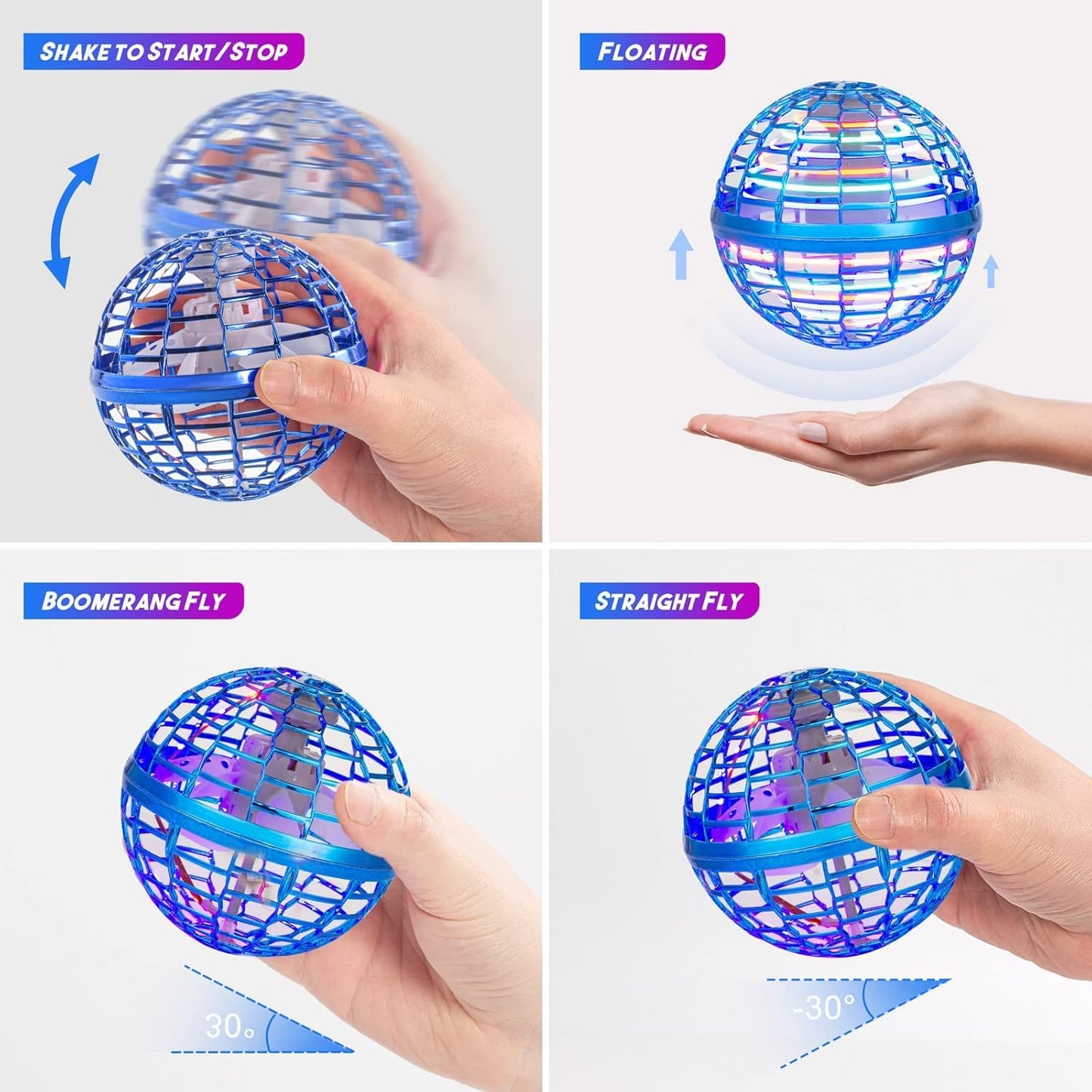 WHATOOK Flying Orb Toy: 2026 Upgraded Boomerang Ball, Hover Orb, Cosmic Globe Flying Spinner, Hand Controlled Mini Drone Ball, Cool Toys for 6-10+ Years Old Boys & Girls, Blue