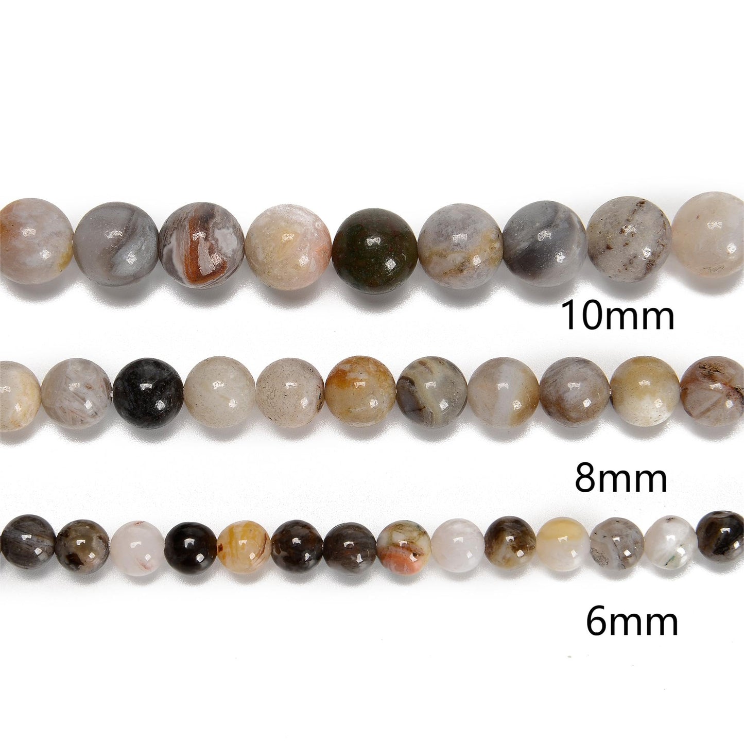 48Pcs 8mm Tree Agate Natural Round Loose Real Stone Beads Gemstone Genuine for DIY Hand Made Craft Jewelry Bracelet Earring Necklace String Making Energy Healing Power