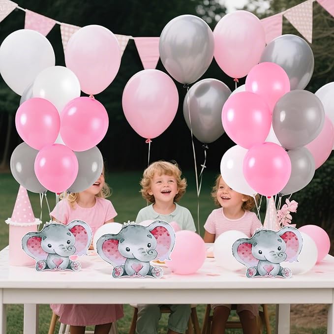 6 Sets Elephant Baby Shower Balloon Stand Kit for Tables Elephant with Balloon Centerpieces Party Decor for Girls 3D Table Decoration for Kids Party Baby Shower Photo Props Supplies