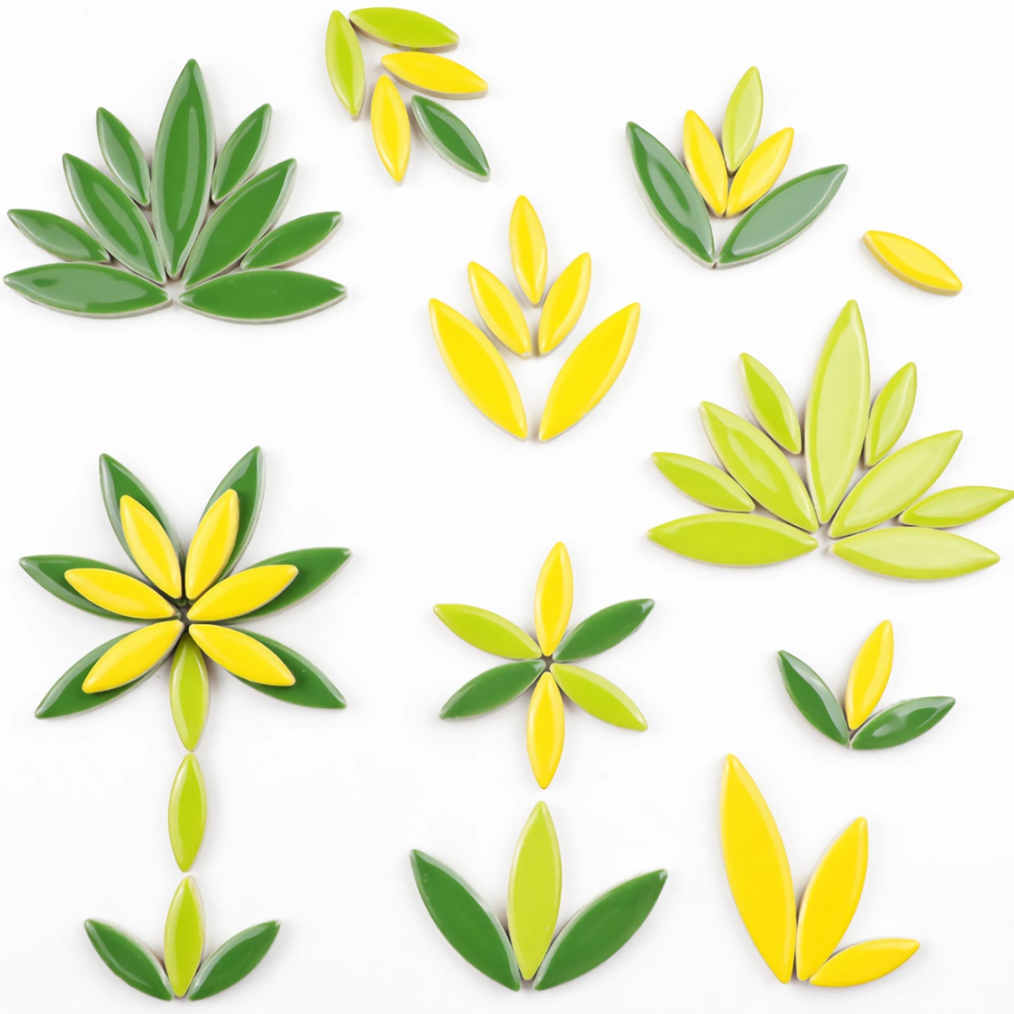 ZWCT 200g Ceramic Mosaic DIY Set Colorful Petal Ceramics Leafy Vein Mosaic Tiles Craft Materials Mosaic Art Materials - Light Green
