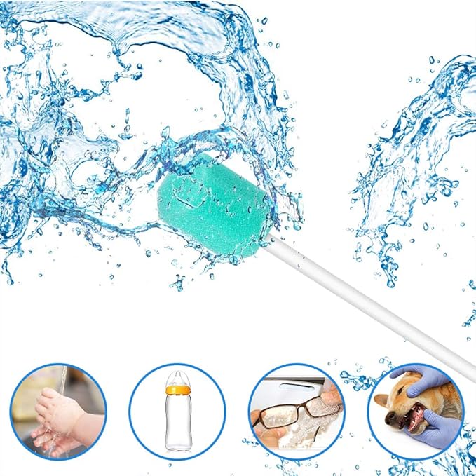 Disposable Mouth Swabs Sponge - Unflavored,Sterile Oral Swabs Dental Swabsticks for Mouth Cleaning (50PCS）
