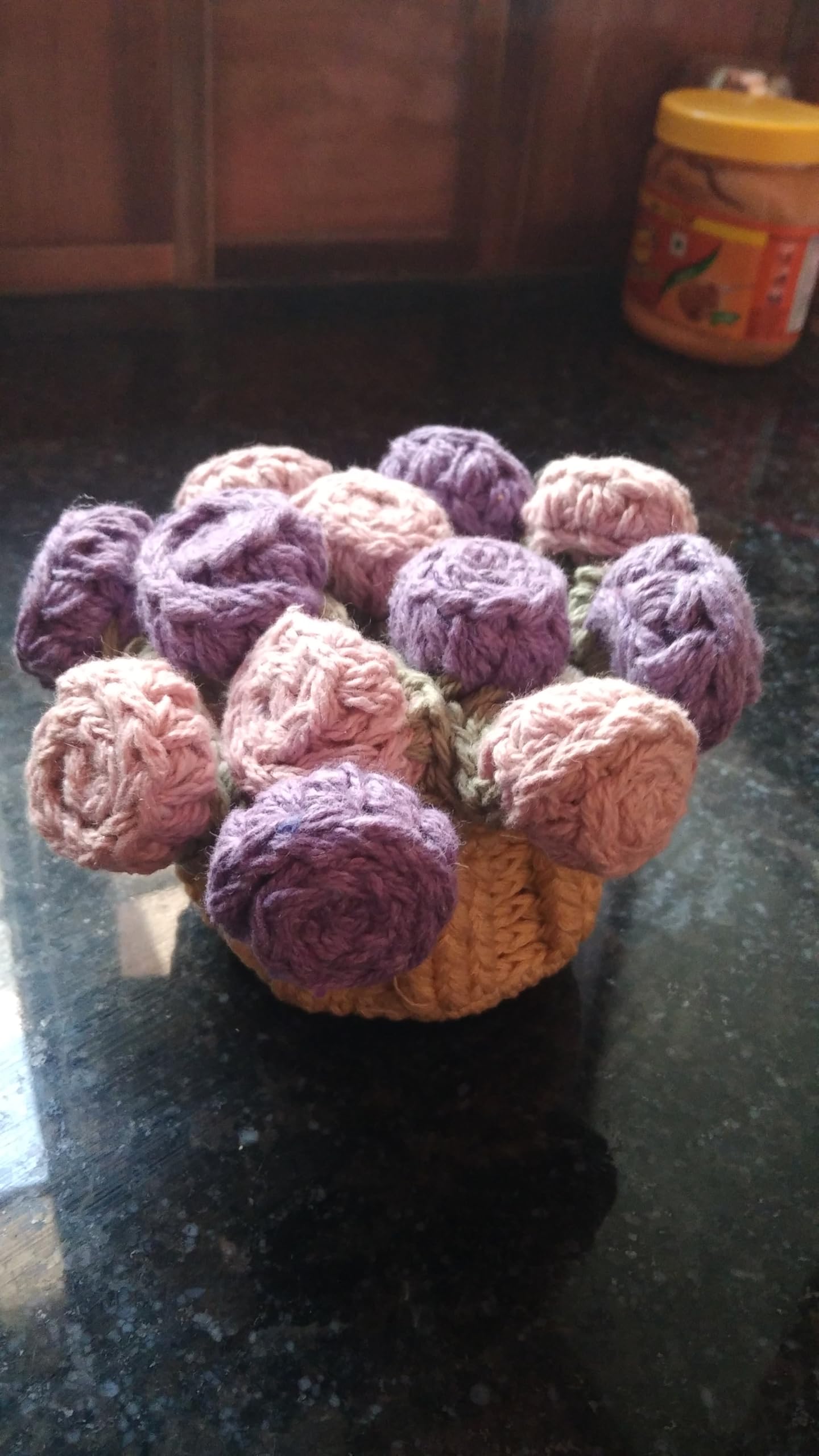 Handmade Crochet Coaster Set with Mini Basket | Boho Floral Rose Coasters for Coffee Table, Wedding Gift, Housewarming & Birthday Décor (Pattern 2)