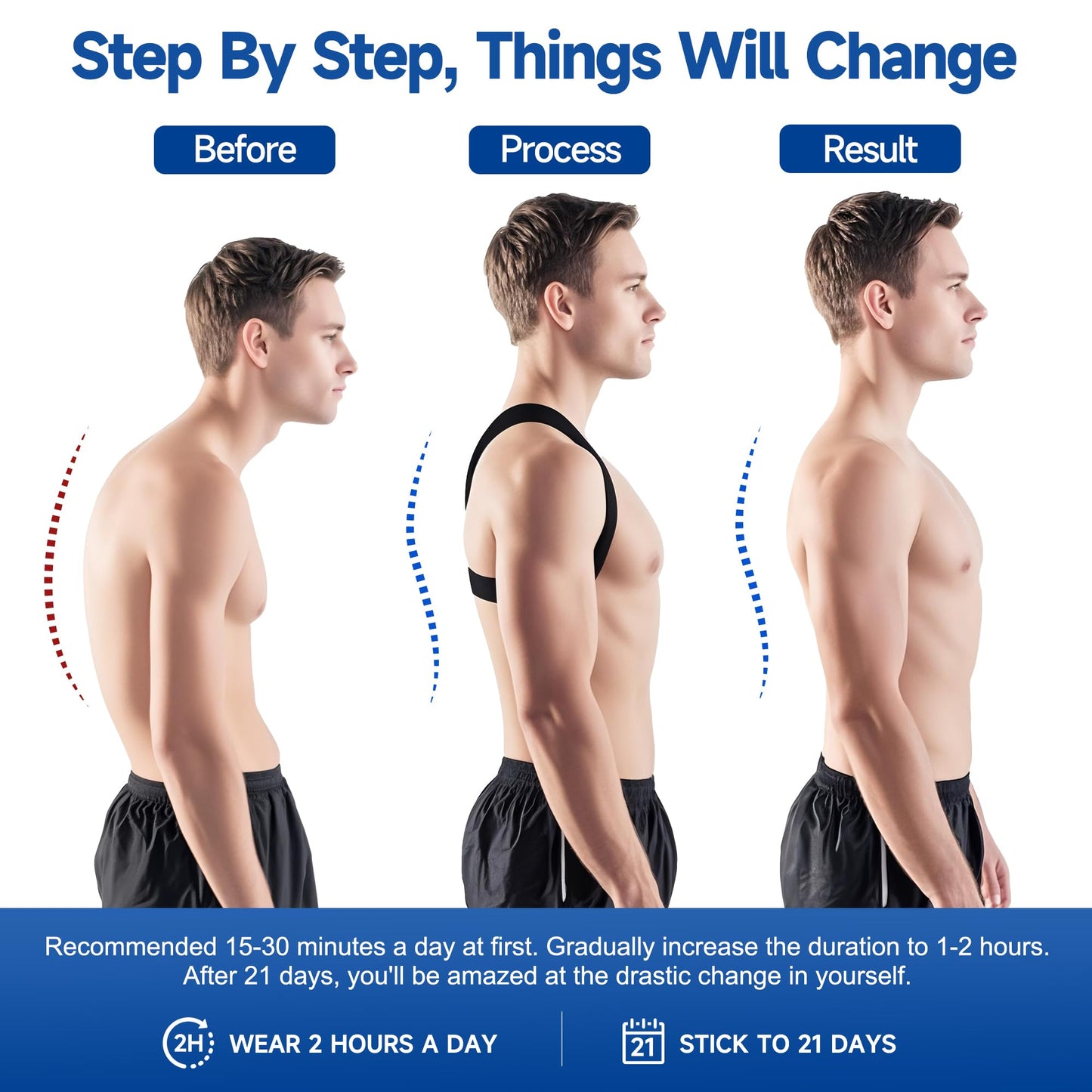 Abismat Back Posture Corrector for Men Women, Invisible Back Brace Shoulder Straightener for Neck Shoulder & Upper Back Pain Relief, (Chest Size 27"-38")