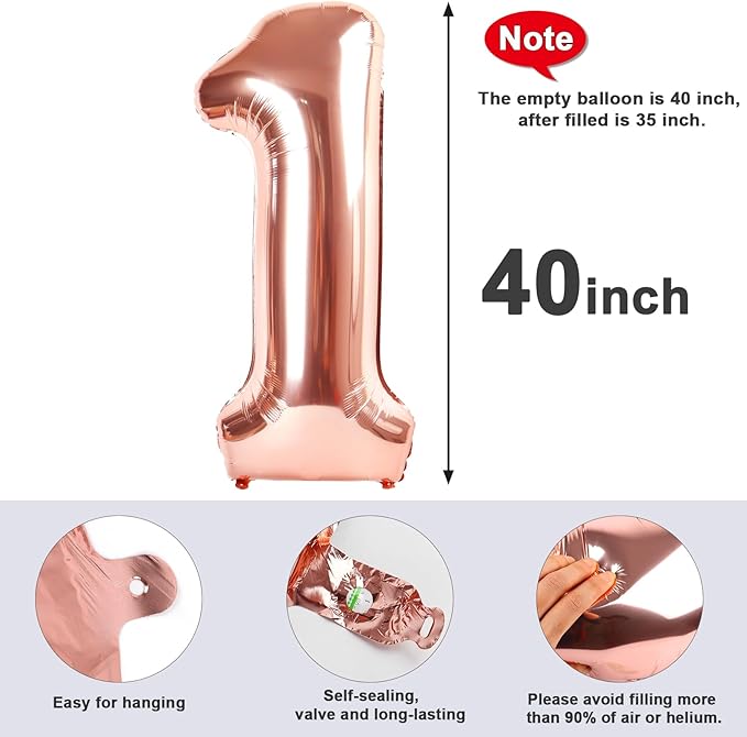Rose Gold 26 Number Balloon, Foil Happy 26th Birthday Balloon for Men & Women,40 Inch Large Balloons for 2 6 26 62 2026 Wedding Marriage Proposal Engagement Decorations