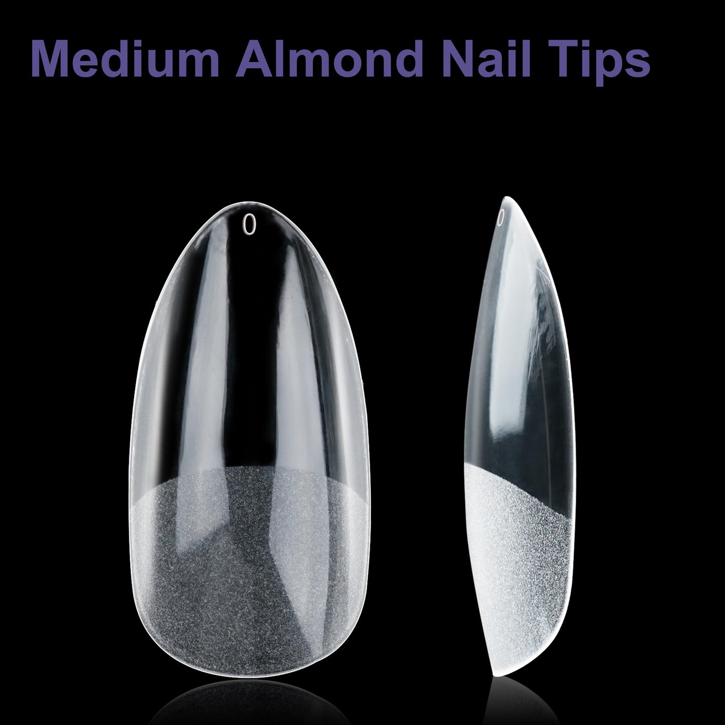 Half Matte Medium Almond Fake Nail Tips, Soft Gel Pre-Shaped Nail Tips, Full Cover False Nails with Clear Box for Nail Salons and DIY Nail Art, 600PCS/12 Sizes