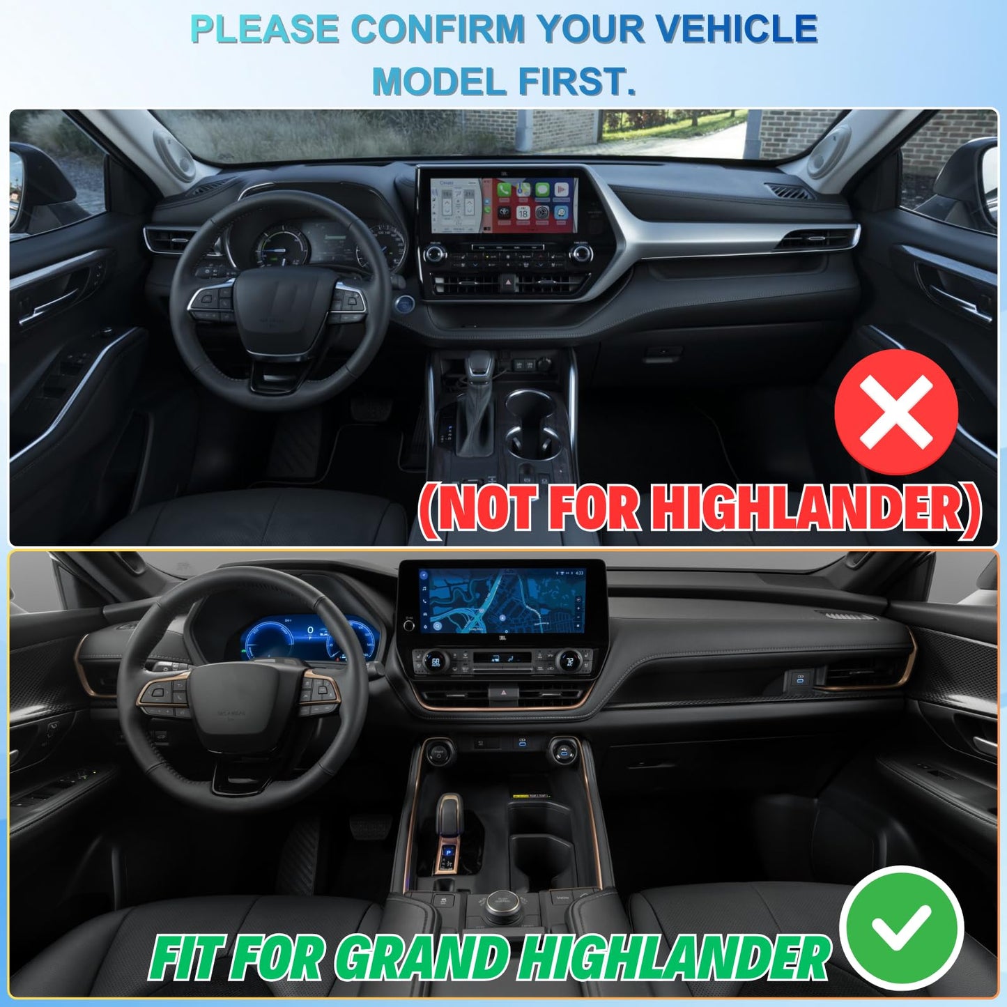 Qlhshop Middle Center Console Organizer for Toyota Grand Highlander 2026 2025 2024 Front Console Insert Divider Tray Secondary Storage Cubby Interior Accessories - (Not for Highlander)