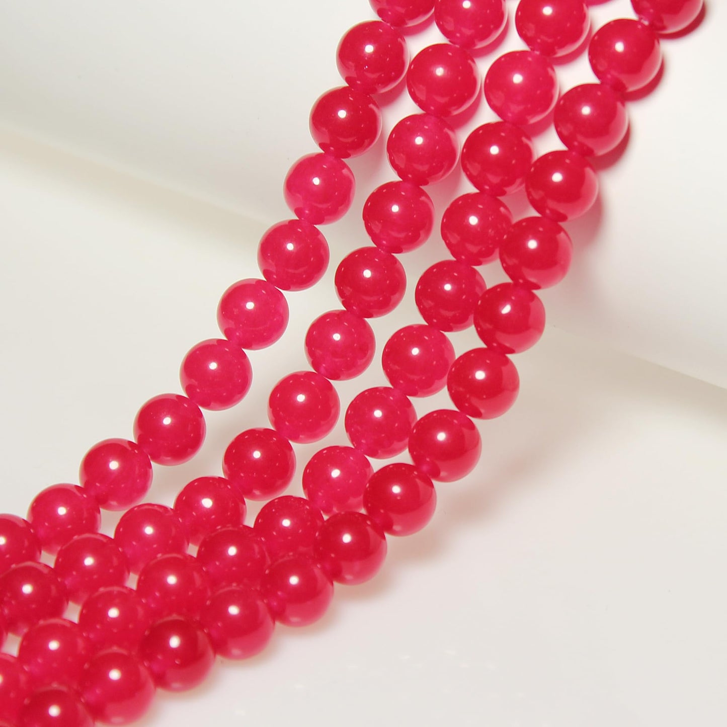 MJDCB Stone Beads 8mm 43pcs Round Light Rose Red Jade Loose Gemstone Bead Charms for Jewelry Making Bracelet Necklace Earring Pendant