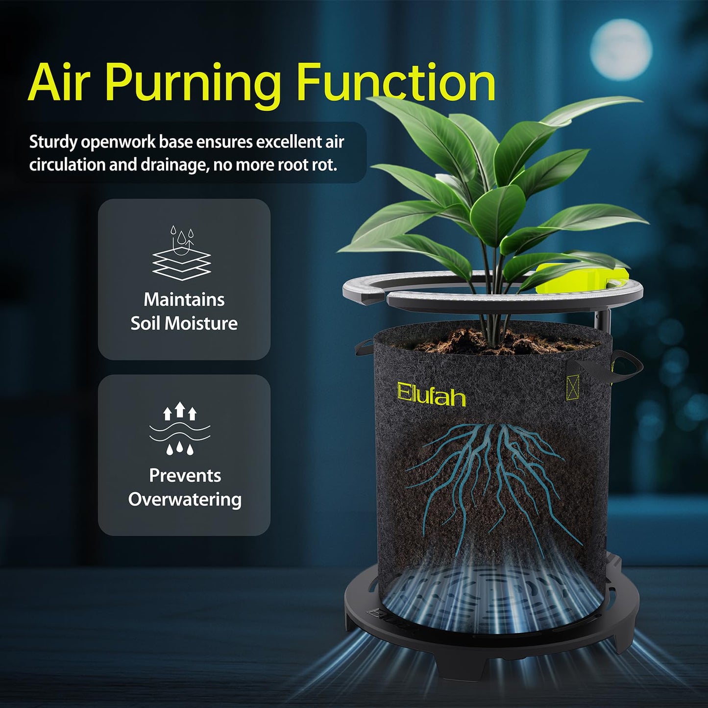 Elufah Saturn240 24W Under Canopy LED Grow Light, Full Spectrum Grow Lights for Indoor Plant Seeding/Veg/Bloom, Adjustable Height 12''-22'', 3-in-1 Controller Plant Light for 2x2ft Indoor Growing