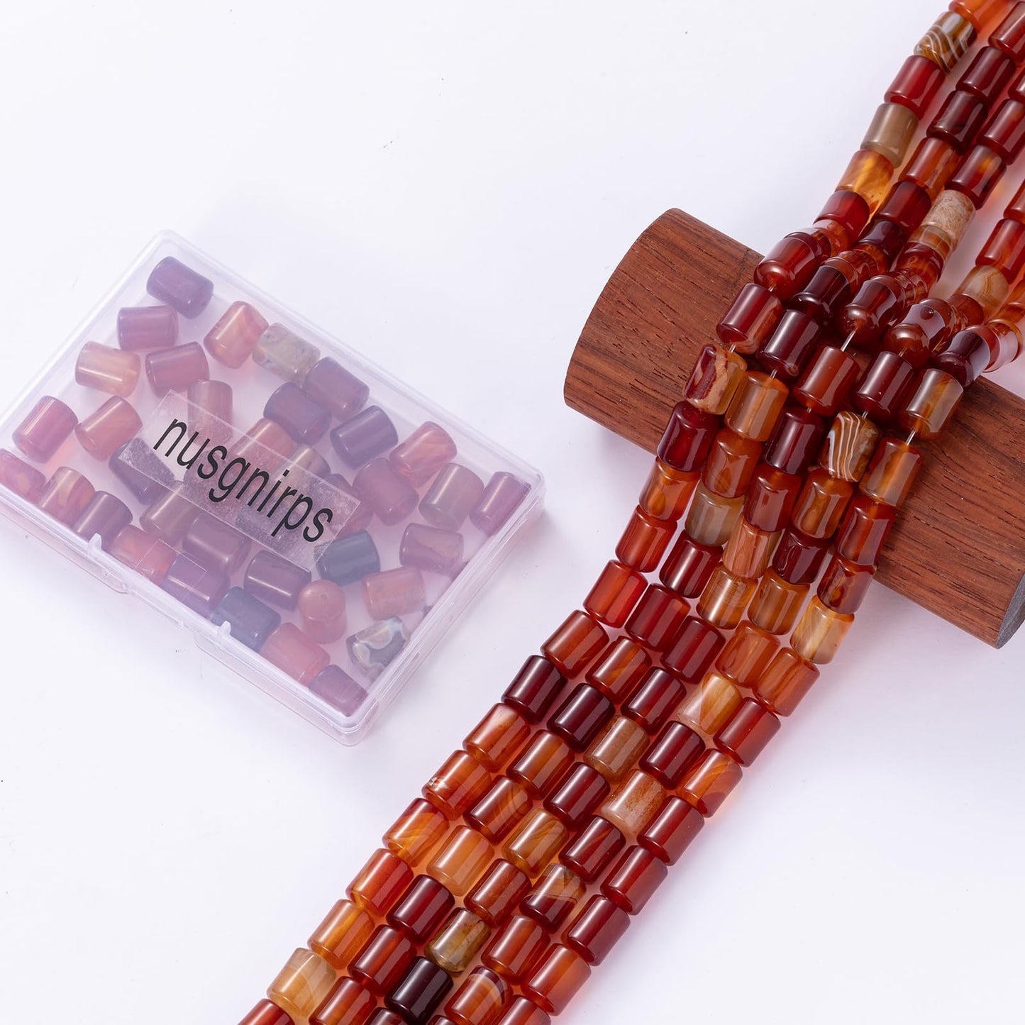 Natural Red Agate Cylinder Tube Beads 10x14mm 38cm/str Loose Semi Gemstone Stone Beads for Making Bracelets Necklace