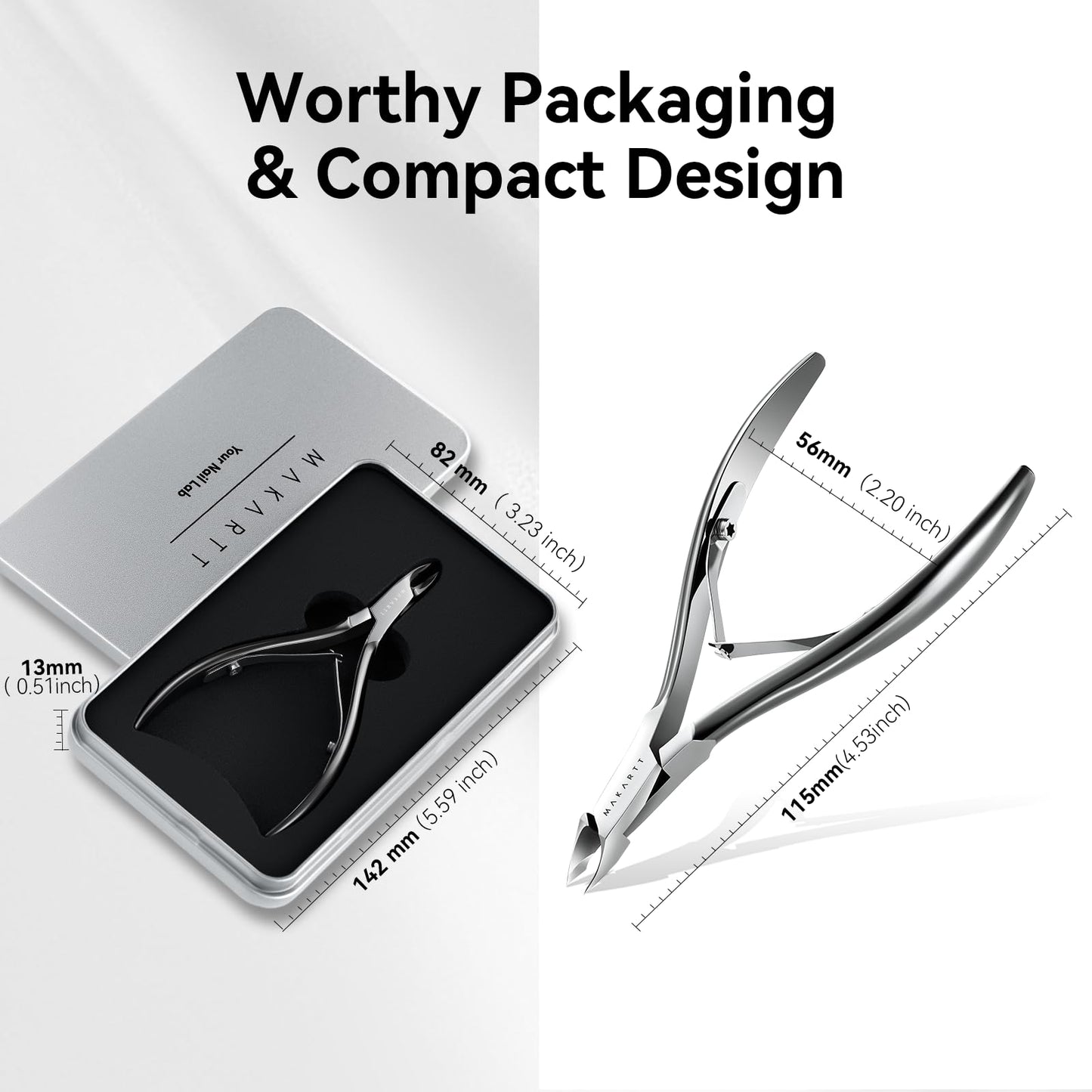 Makartt Professional Cuticle Nipper: 1/2 Jaw Precision Cuticle Trimmer for Beginners & Nail Technicians, 5mm Short Blade, Rust-Resistant Stainless Steel, Salon & Detailed Nail Art Use (Titanium Black)