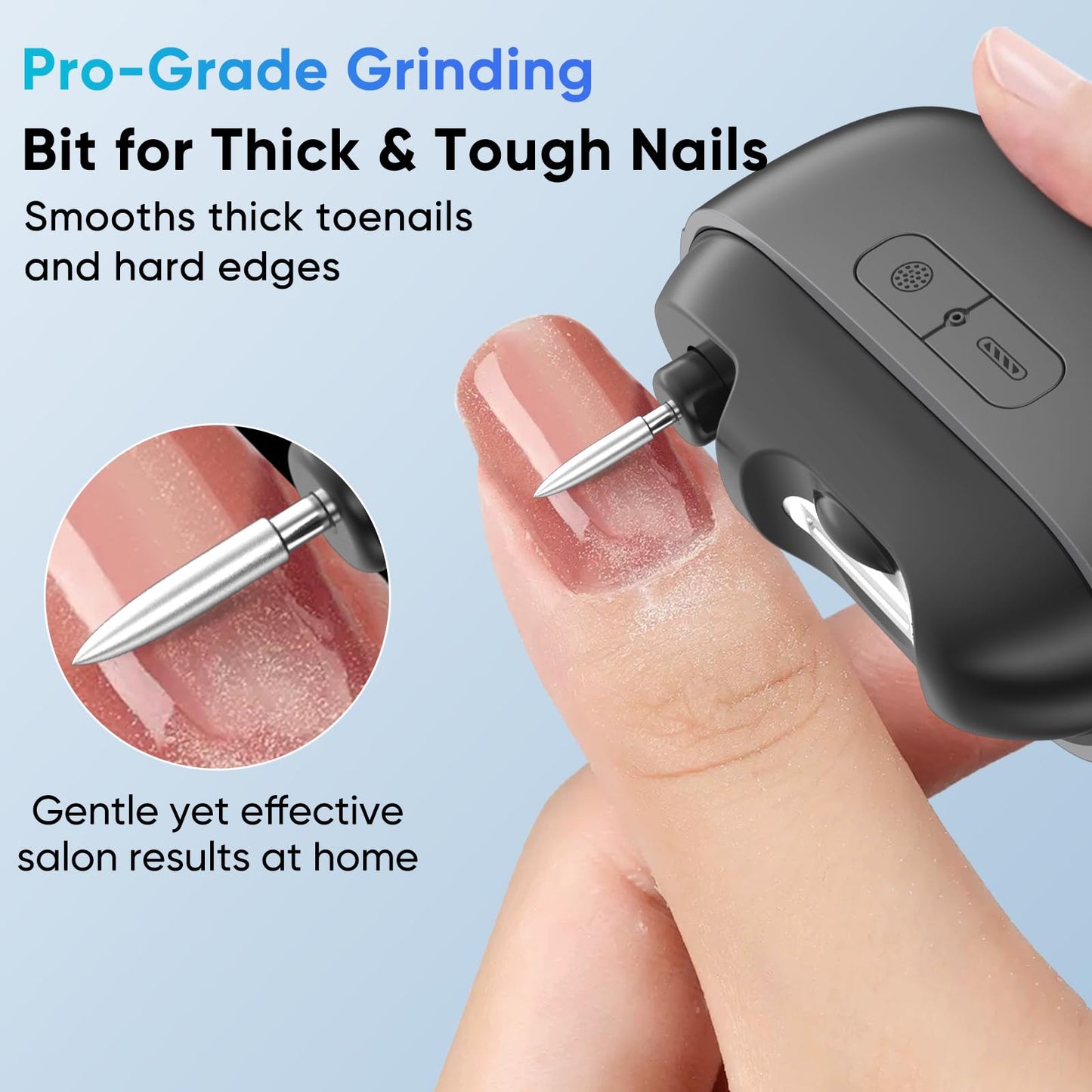 Electric Nail Clipper, Rechargeable Nail Trimmer with LED Light & Nail Storage, One-Touch Quiet Fingernail & Toenail Cutter for Adults & Seniors, USB-C, Long Battery Life（Black）