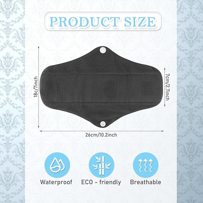 PHOGARY 7 Pcs Reusable Menstrual Pads, Reusable Sanitary Pads for Women, Washable Overnight Cloth Menstrual Pads Heavy Flow with Wet Bag