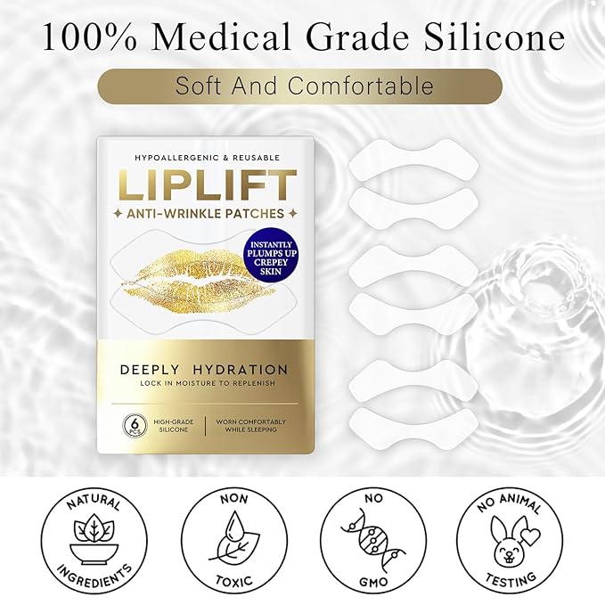 Anti Wrinkle Patches for Lip, Collagen Upper Lip Wrinkle Treatment, Smile Line patches Reduce Fine Lines & Wrinkles, 6 Pcs