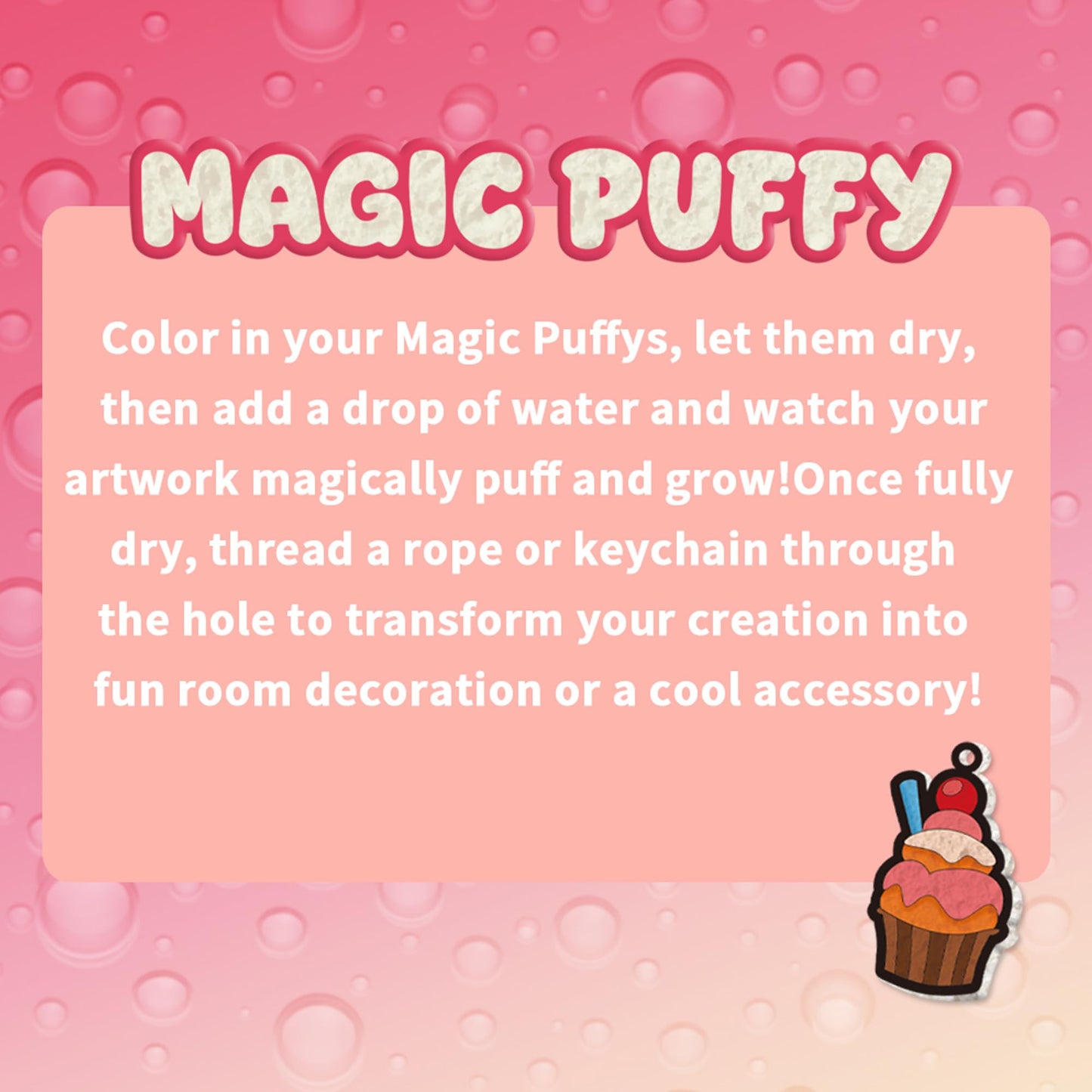 MZYTOZA 3D Art Craft Aqua Magic Puffs Paint Kit - Magic Foam Texture Painting Kit, 15 Mess-Free Paint by Number Craft for Kids, Christmas Gift Idea & Stocking Stuffer(Dessert Style)