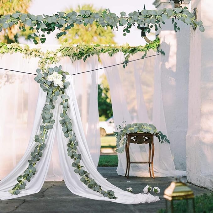 DearHouse 2PCS Eucalyptus Garlands Artificial Greenery Garland Faux Silk Eucalyptus Vines Wedding Backdrop Wall Decor Flower Arrangement