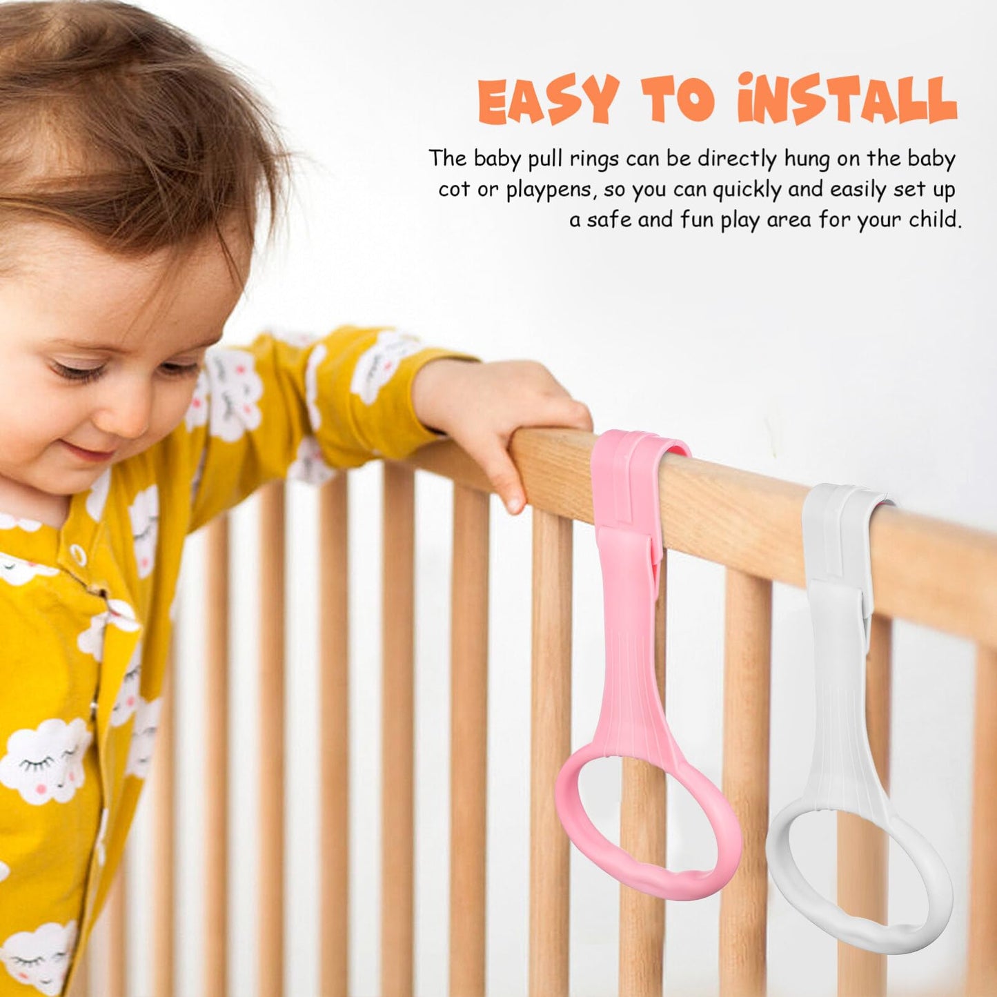 TOYANDONA Pull up Rings 4 Pack Toddler Rings Plastic Pull Handles for Infant Standing and Walking Training Easy Install Accessories