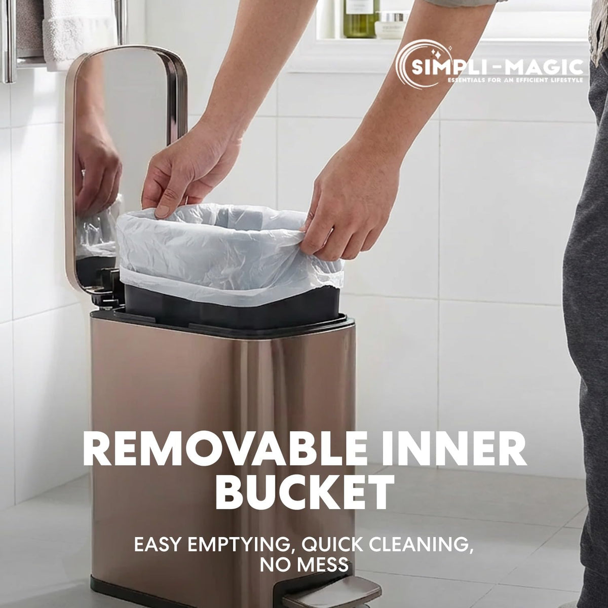 6L 1.6G Stainless Steel Bathroom Trash Can with Hands