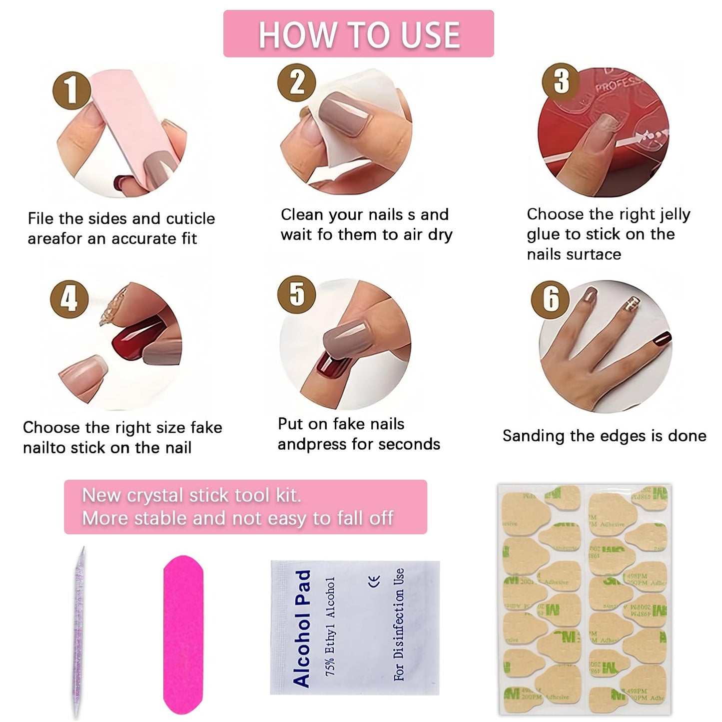 Rose Press on Nails short Almond Fake Nails Rose Pink Designs False Nails Full Cover Glossy for Women Daily Wear Manicure Decoration 24Pcs
