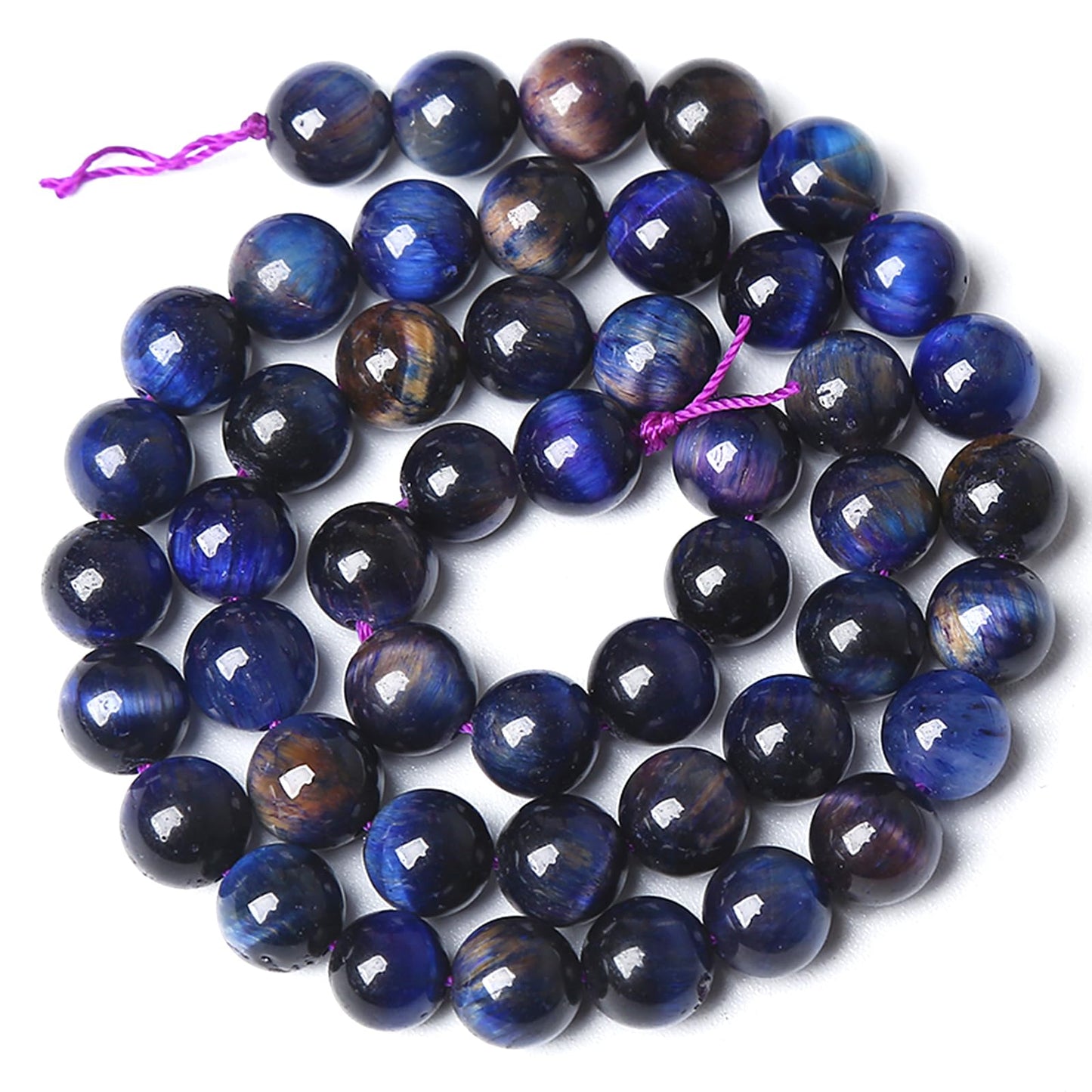 180pcs 4MM Natural Stone Galaxy Blue Purple Tiger Eye Stone Round Beads Loose Beads for Jewelry Making DIY Bracelet 2 Strands 32"