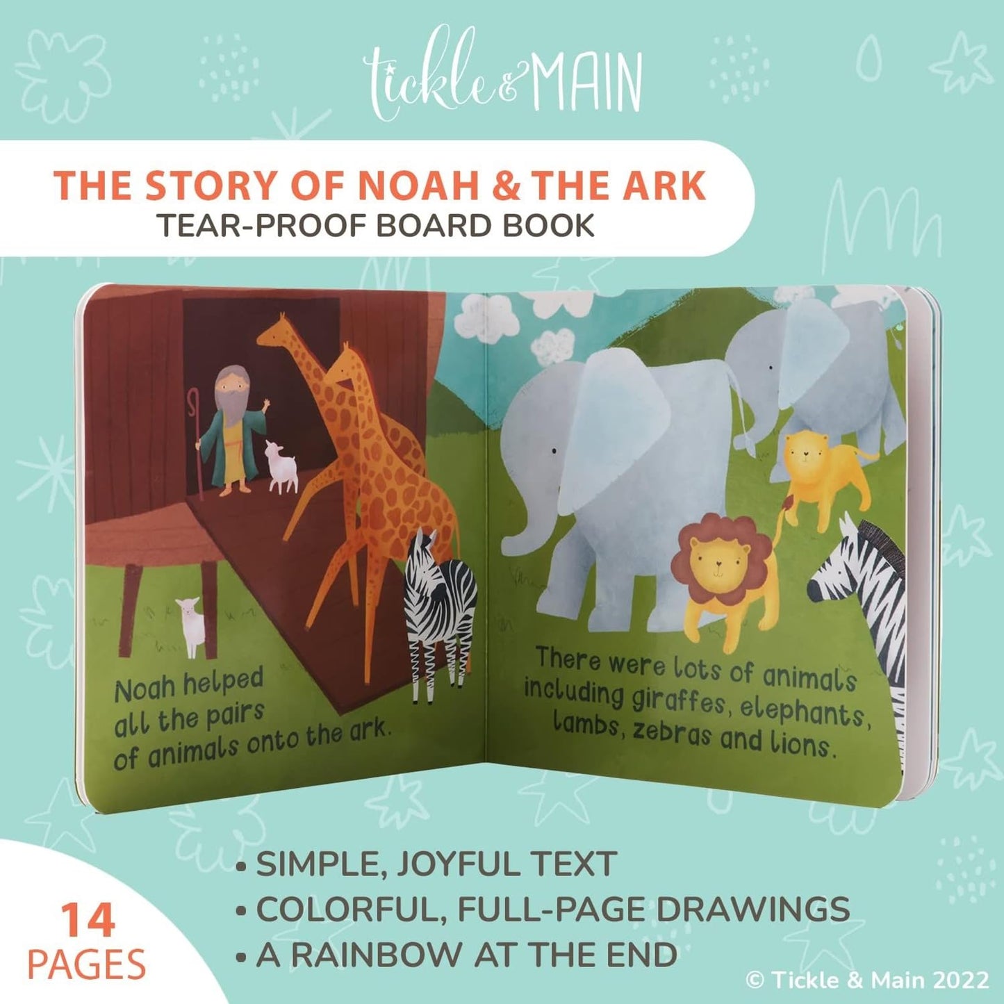 Tickle & Main Noah's Ark Baptism Gifts for Boys Book & Sock Set - 0-12 Months, 4-Piece - Baptism Essentials & Storybook Combo