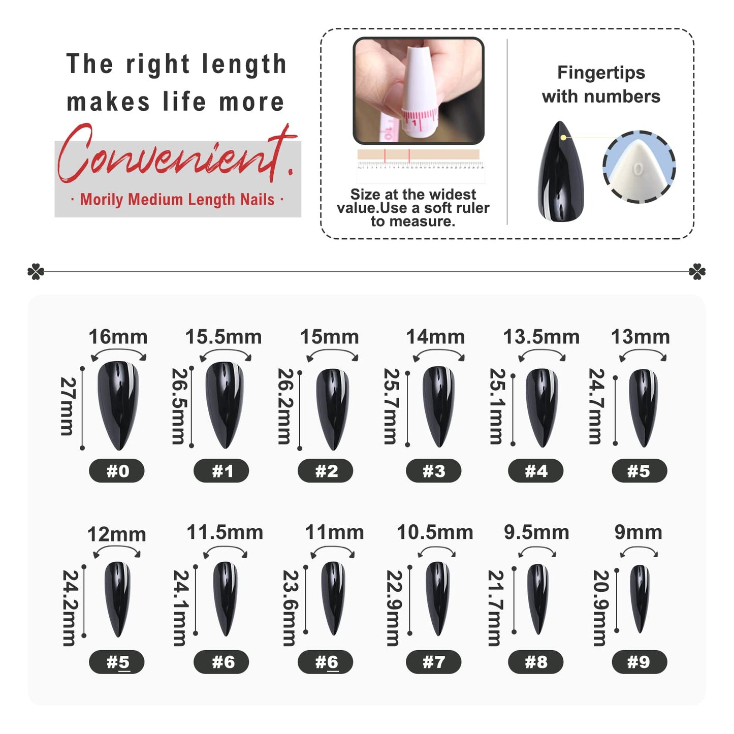 Morily Press-On Nails Bundle | Black Stiletto Glossy & Black Stiletto Matte | 24Pcs Each Set, Medium Length Long False Fake Nails
