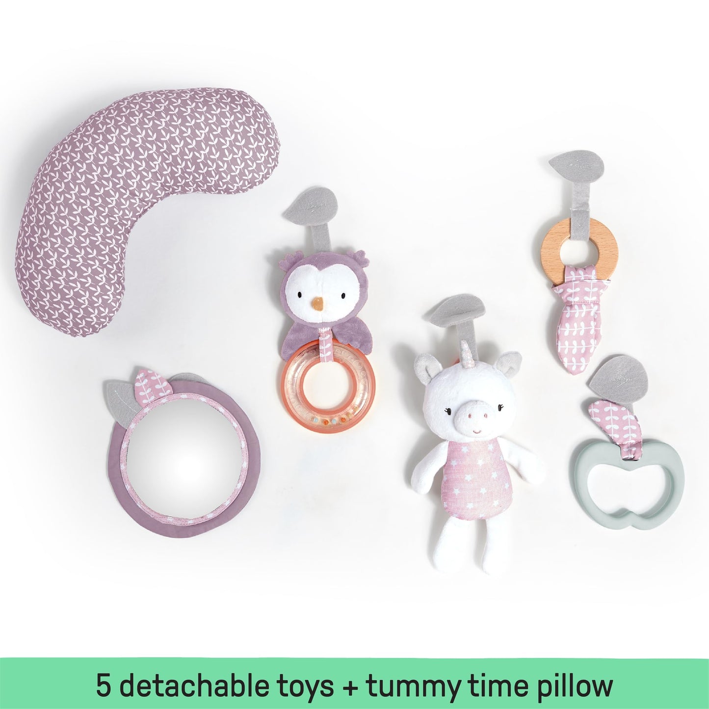 Ingenuity Cozy Spot Reversible Duvet Activity Gym & Play Mat with Wooden-Toy-bar - Calla (Pink), Newborn and up