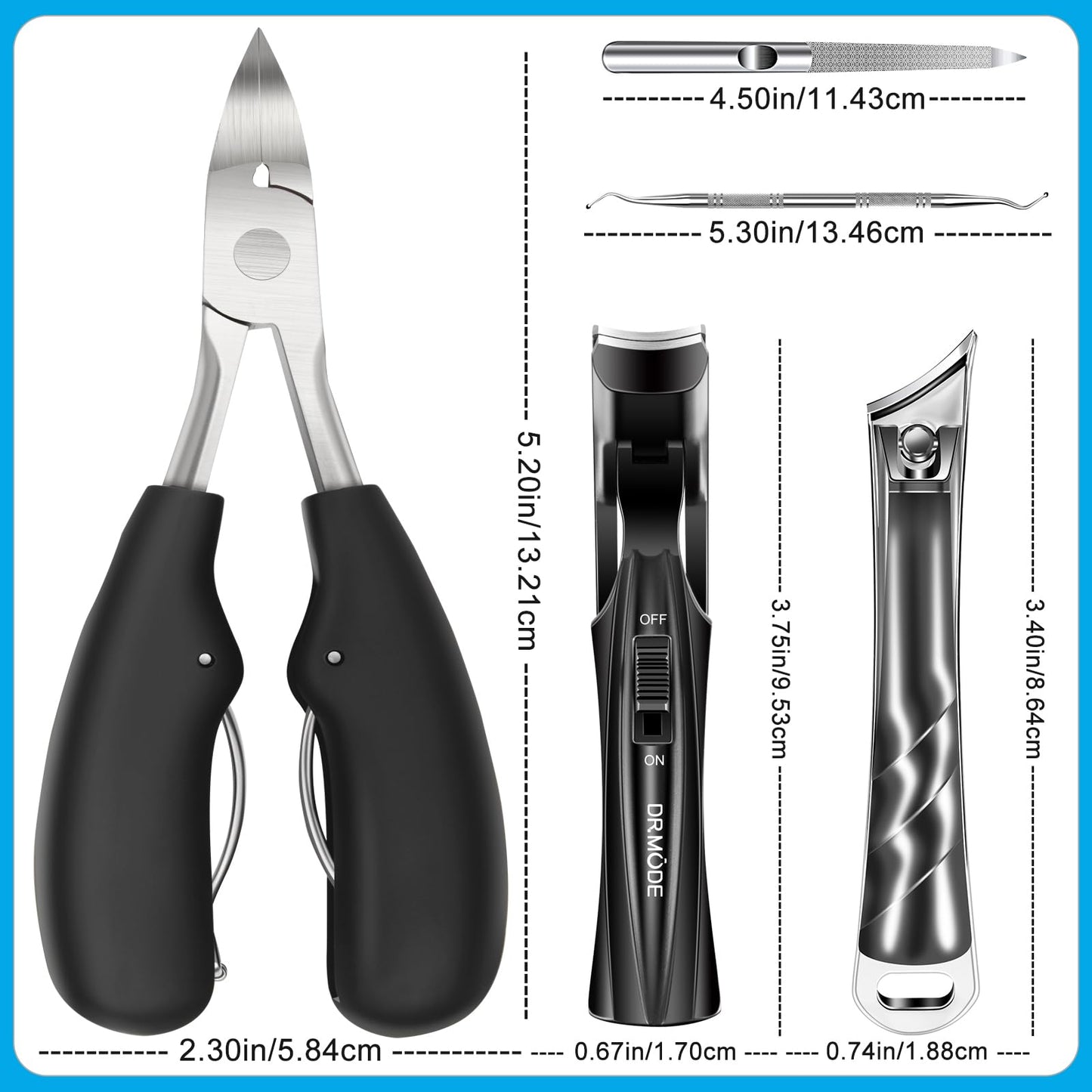 2026 Toenail Clippers for Thick Toenails for Seniors, Angled Head Large Toe Nail Clippers Set for Men, Heavy Duty Ingrown Toenail Clippers with Long Handle, Ultra Sharp Slanted Nail Cutter Wide Jaw