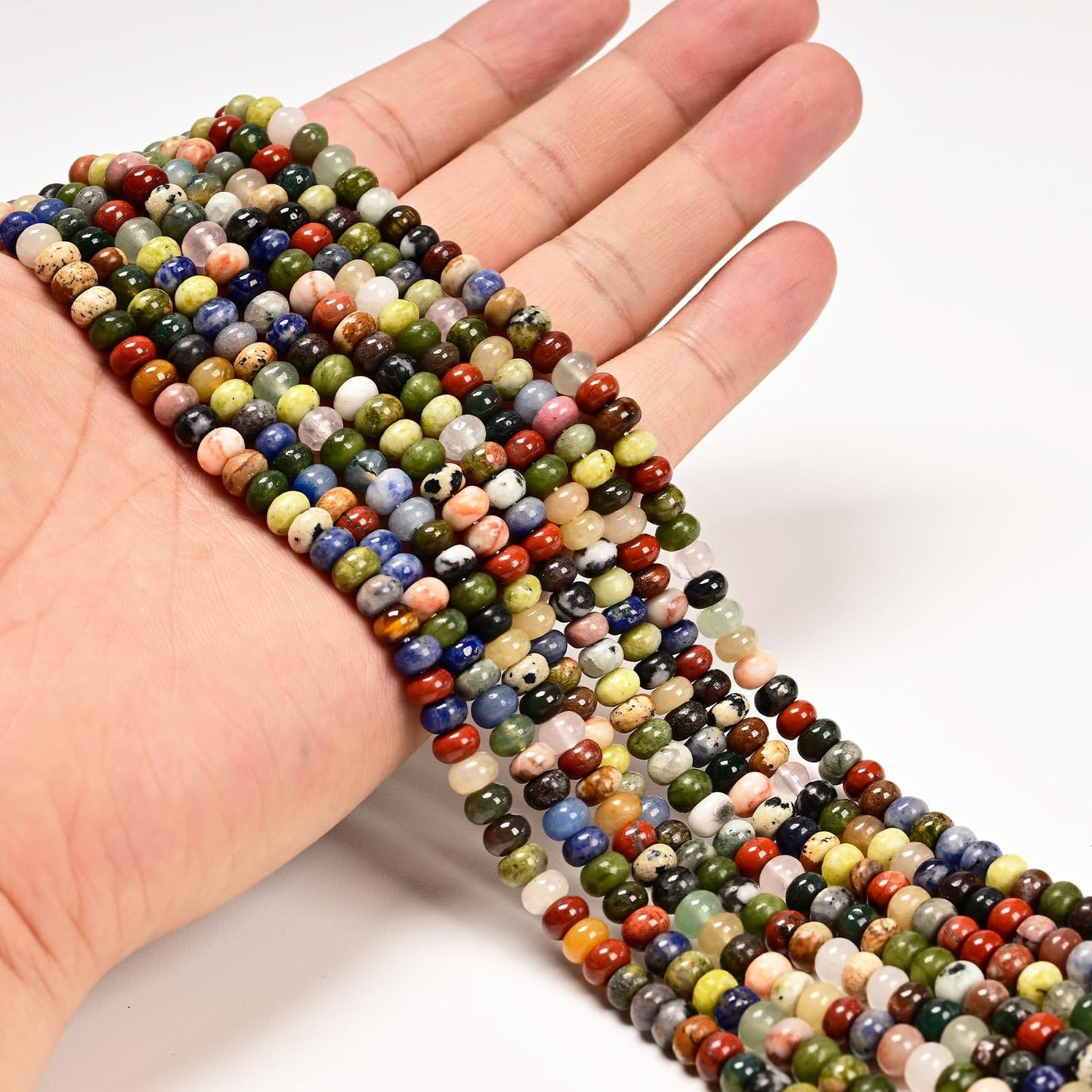 ICAI 4x6mm Natural Rondelle Beads – Loose Gemstone Spacers for DIY Jewelry Making (Colorful)
