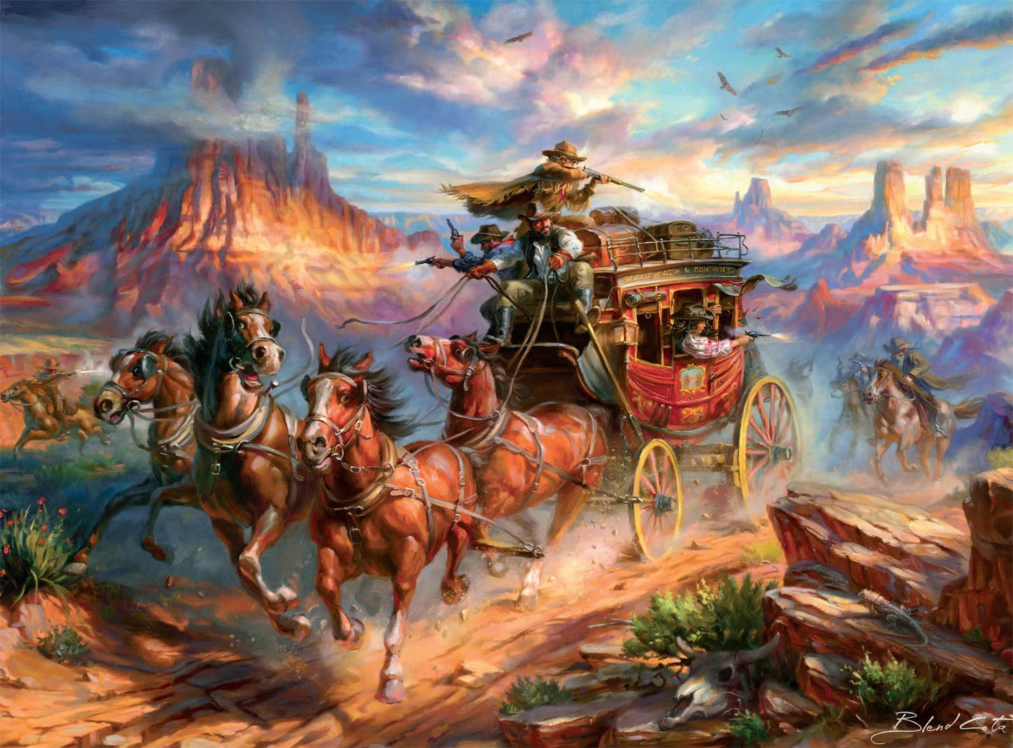 Buffalo Games – Blend COTA Wild Wild West 1000 Piece Jigsaw Puzzle, Western Action Art Puzzle for Adults in Premium Gift Box