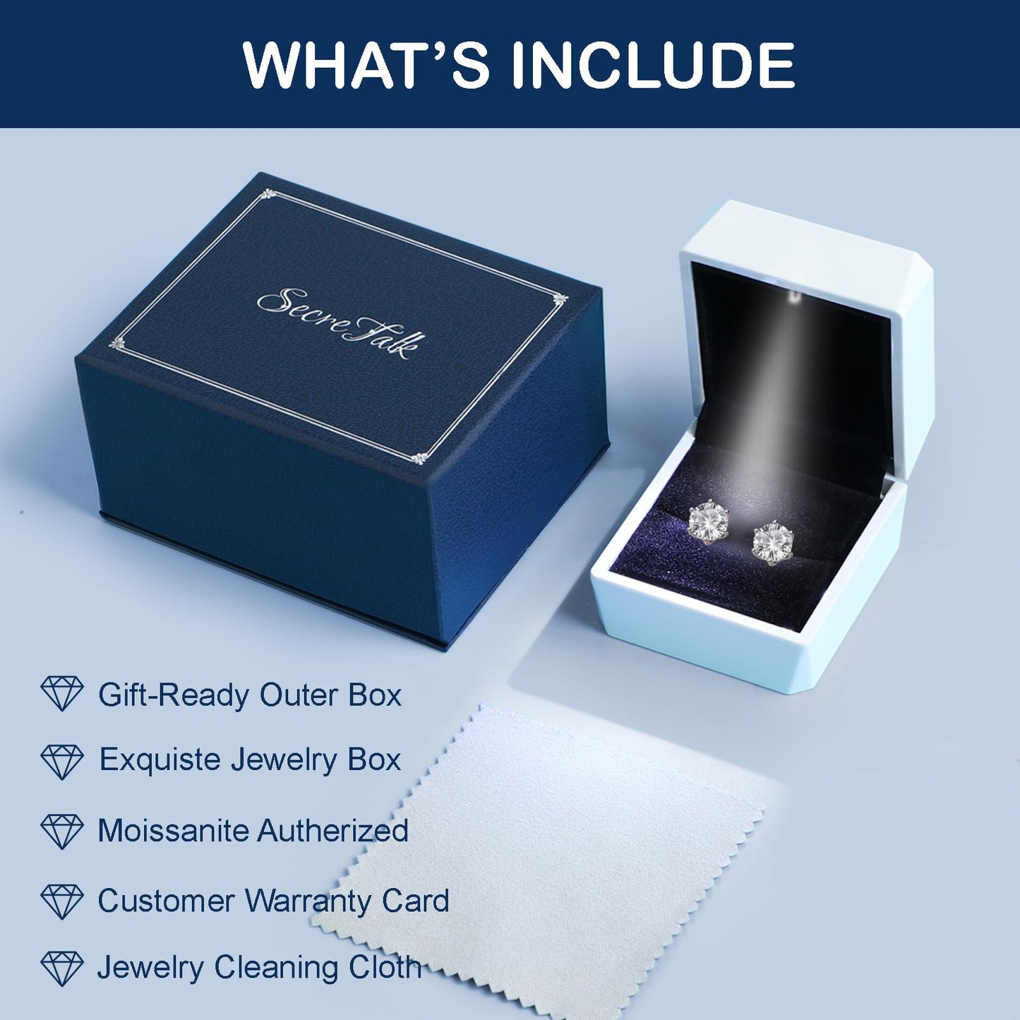 Moissanite Stud Earrings for Women Men, 1-6CT 6-Prong D Color Ideal 925 Sterling Silver Earrings with Certificate of Authenticity (2CT)
