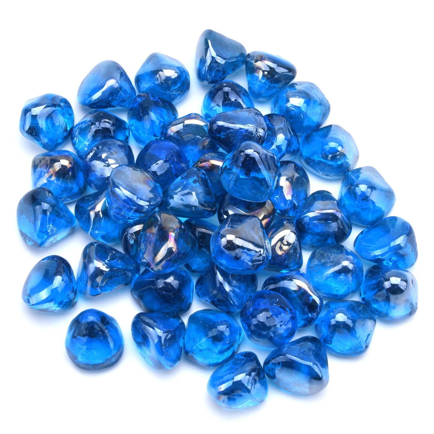 GasSaf 10-Pound 1 inch Diamonds Fire Glass for Gas or Propane Fire Pit Fireplace & Landscaping (Caribbean Blue Luster)