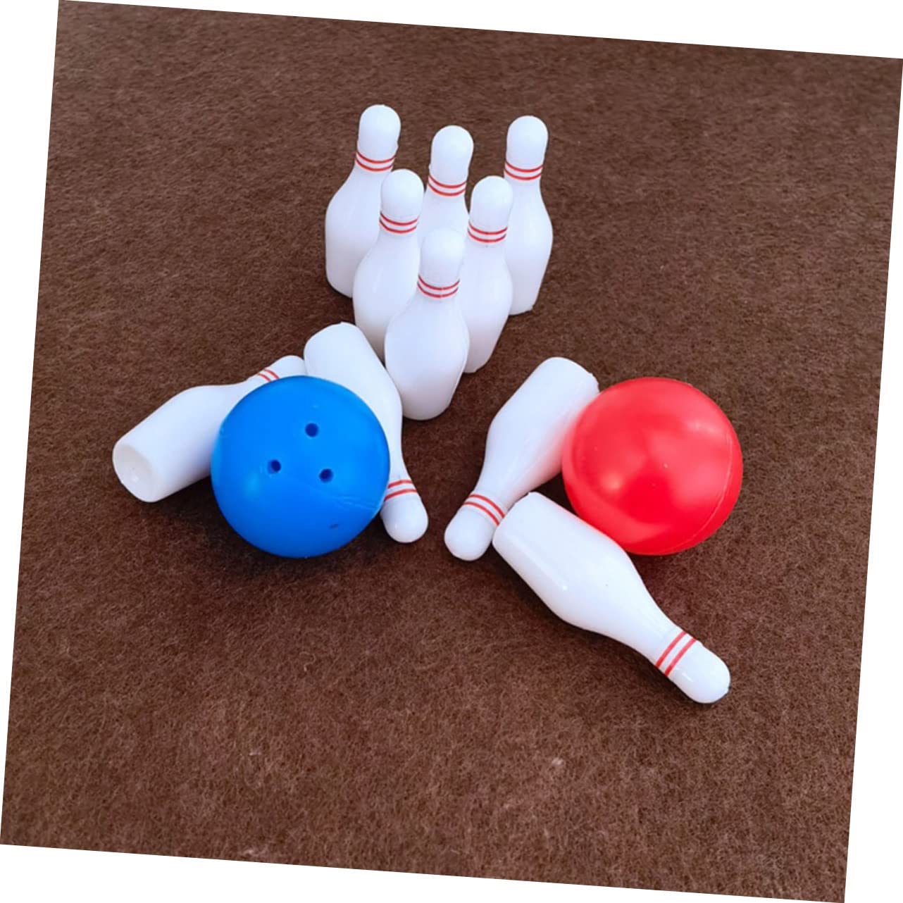 Toyvian Miniature Bowling Model Set with Durable Mini Bowling Pins and Ball for Dollhouse Accessories and Kids Play Realistic Mini House Decoration