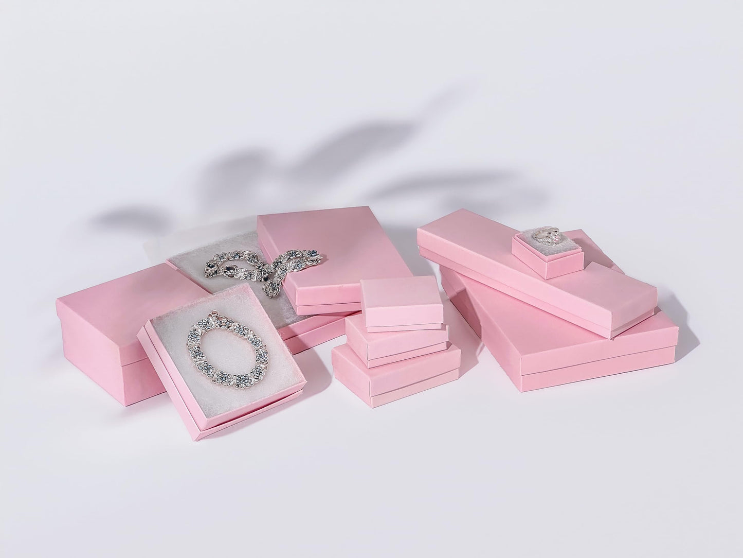 TheDisplayGuys - 25-Pack #33 Cotton Filled Cardboard Paper Jewelry Boxes Gift Case - Pastel Pink (3.5" x 3.5" x 1.0") - for Shipping or Storage