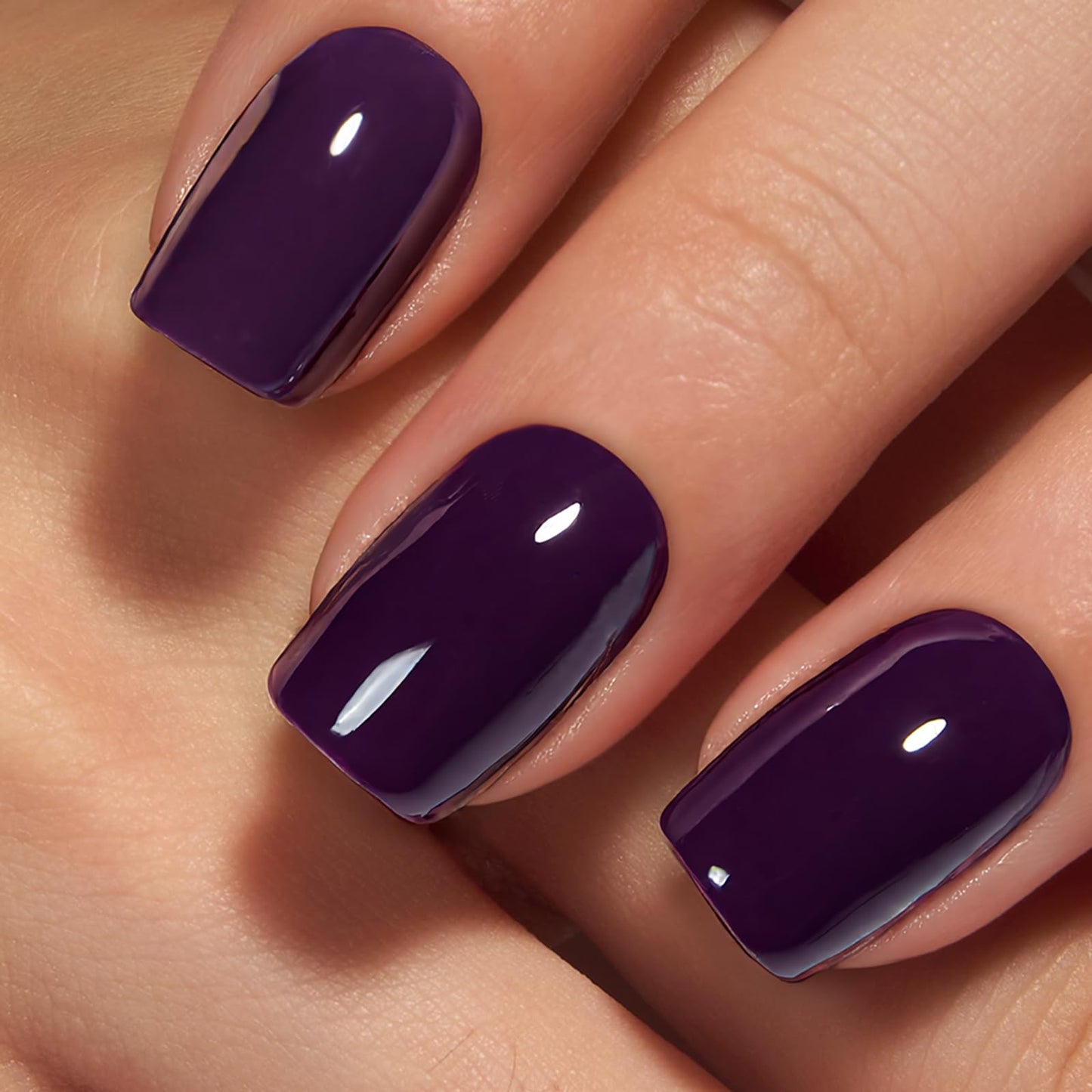 Curvlife Press on Nails Acrylic Fake Nails with Short Square Reflective purple Design Full Cover False Nails Reusable Nail Kit with Nail Glue Adhesive Tab Glue on Nails