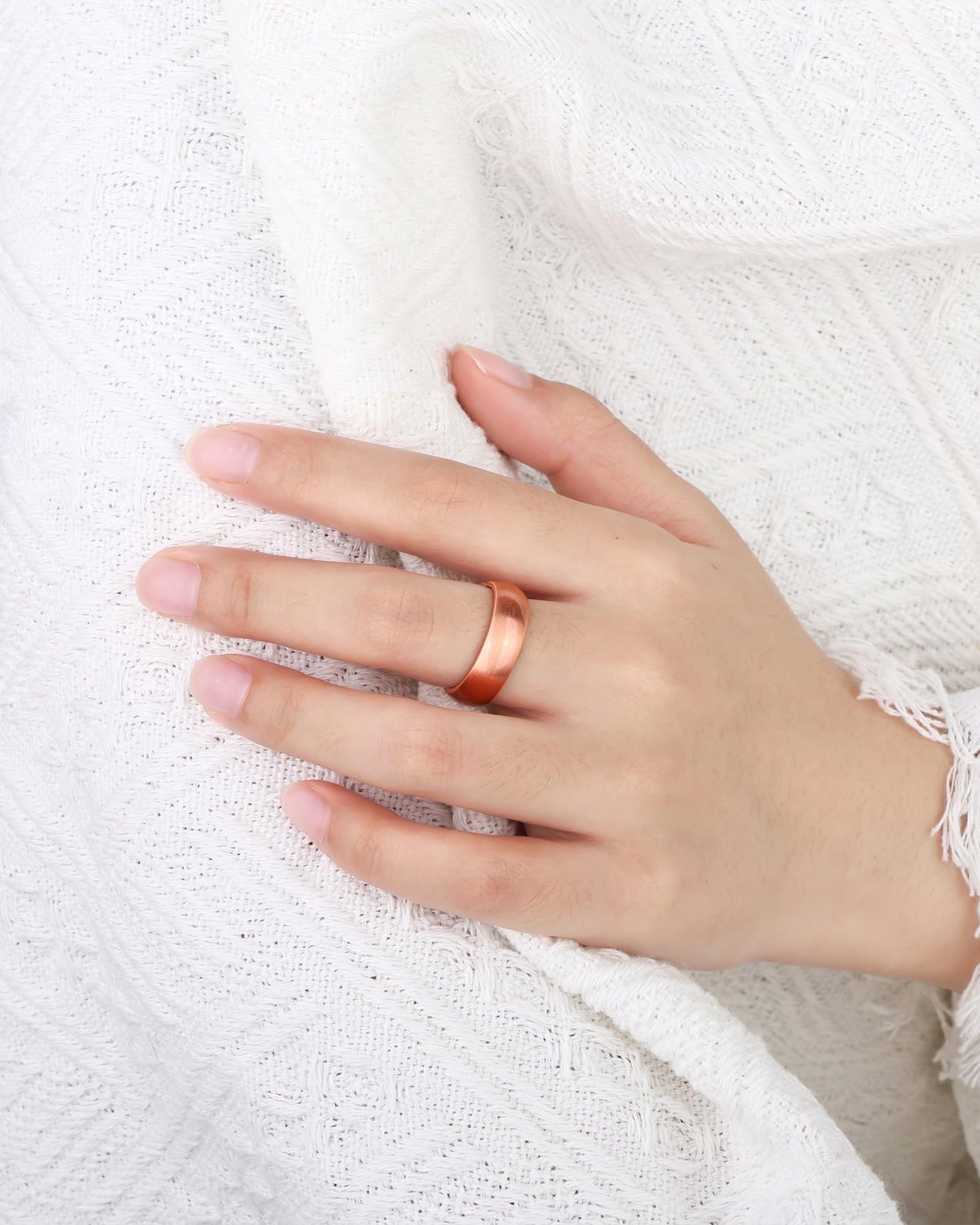 MagEnergy 2Pcs Solid Pure Copper Ring for Men & Women, Uncoated 6mm Wide, Non-Magnetic Smooth Polish, Sizes 4.5-10.5