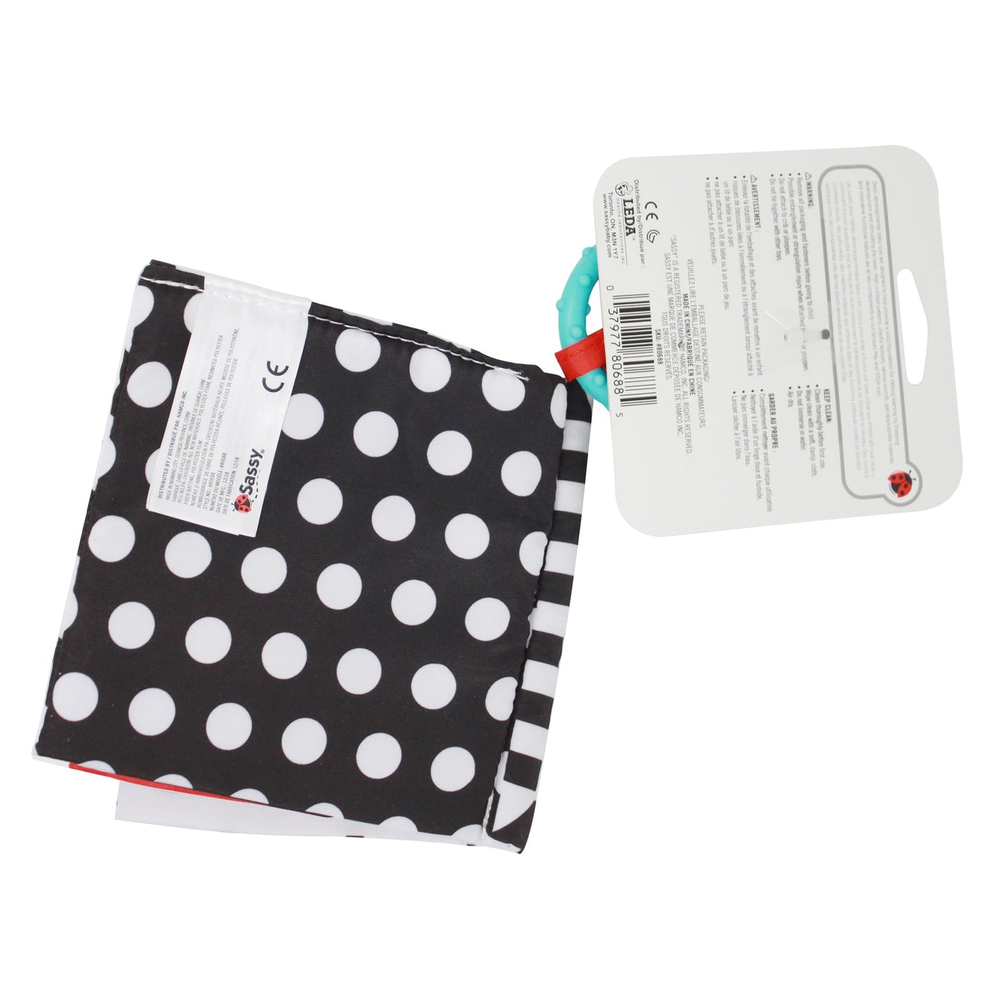 Sassy Peek-a-Boo Activity Book with Attachable Link for On-The-Go Travel,Sensory Play,Black & White,Ages 0+ Months,(Pack of 12)