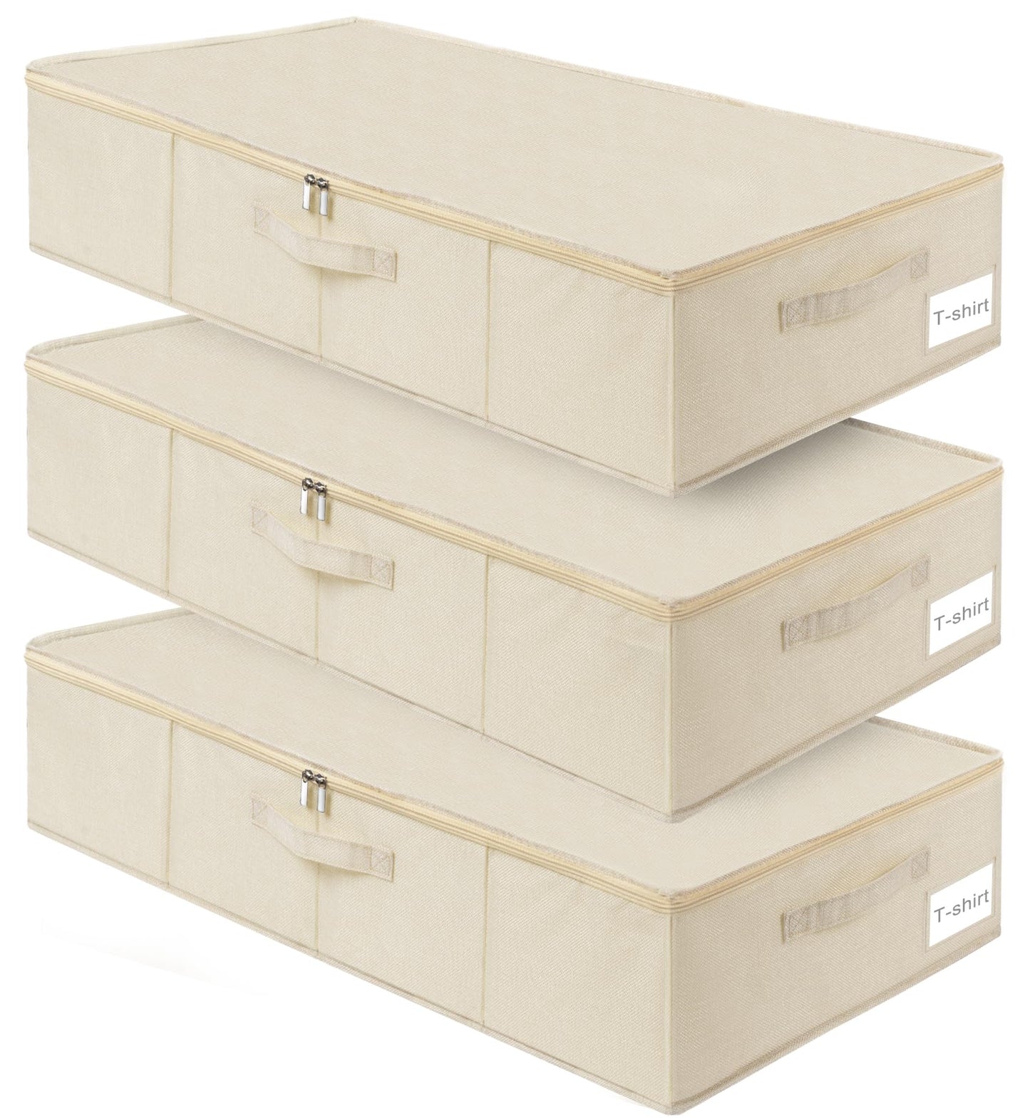 punemi Underbed wedding dress storage box, 2 Pack Clothing Storage Bags W/Upgraded Handles, Large Capacity Underbed Shoe Container Organizer for Blanket, Pillows, Comforters & Quilts, Beige