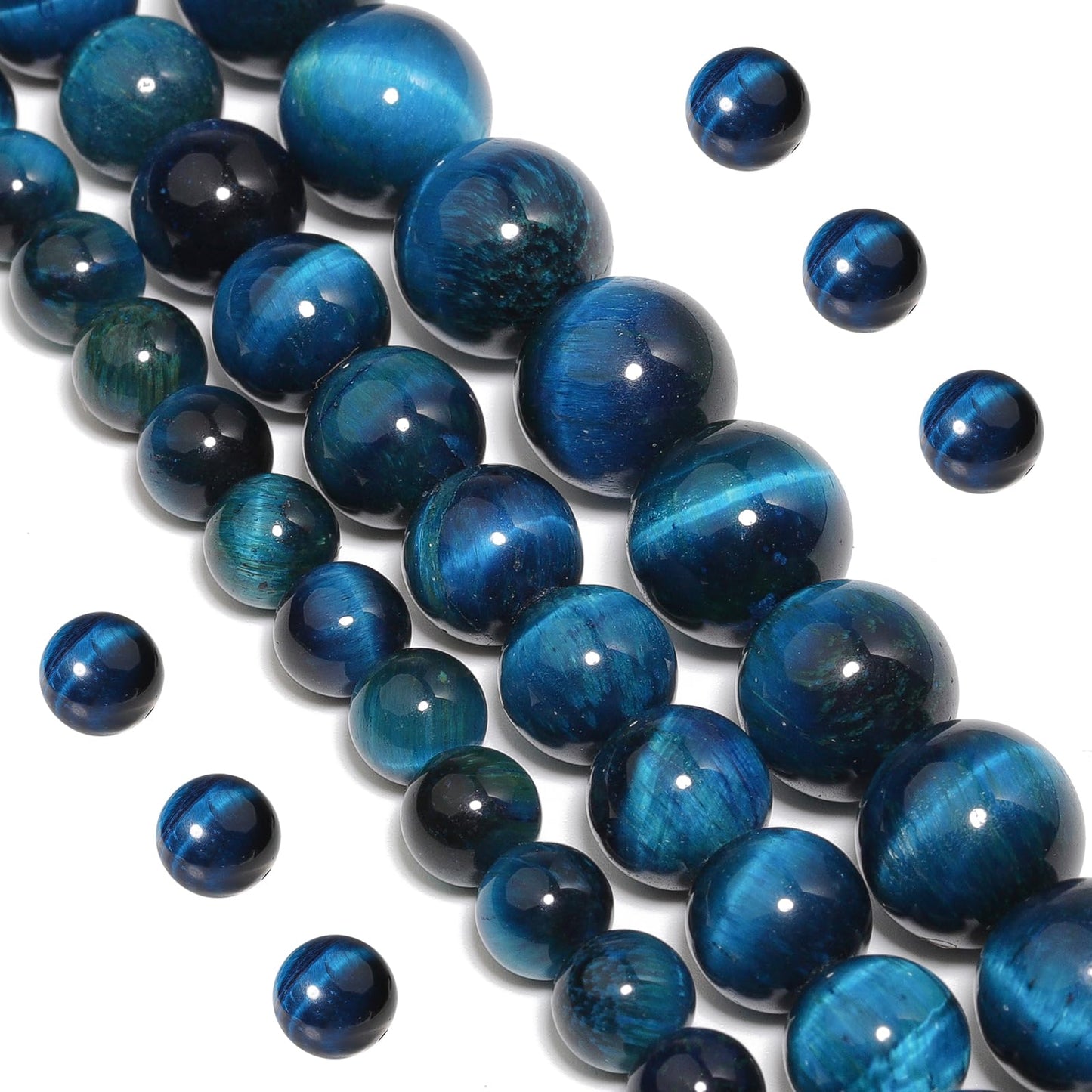 Yochus Natural Tiger Eye Beads, 90Pcs 4MM Onyx Agate Color Enhance Round Loose Beads Bulk, DIY Charm Smooth Gemstone Beads for Jewelry Making(6mm 8mm 10mm 12mm Beads)
