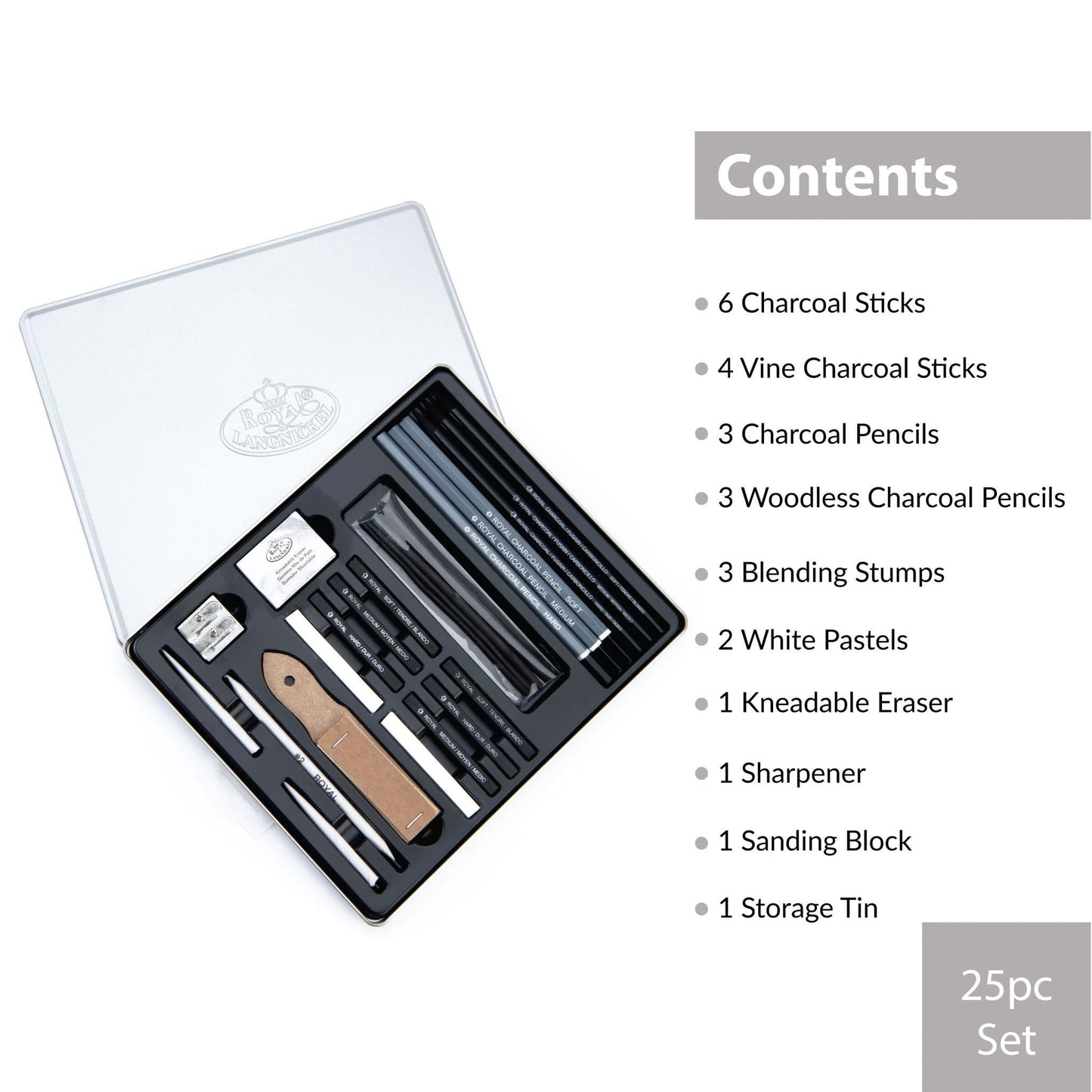 Essentials(TM) Medium Charcoal Art Set W/Tin