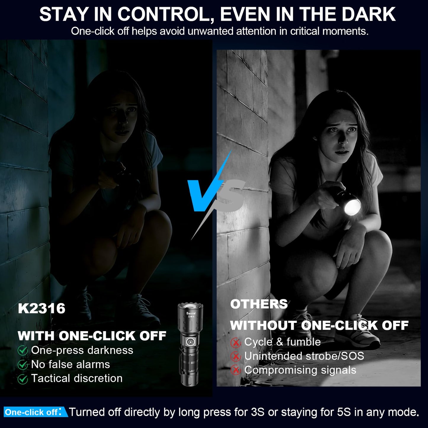 Rechargeable Flashlights High Lumens, Super Bright LED Small Powerful Tactical Flashlight with Memory Function, 6Modes Pocket Waterproof Flash Light for Home,Camping,Car,Emergency,Gifts for Men