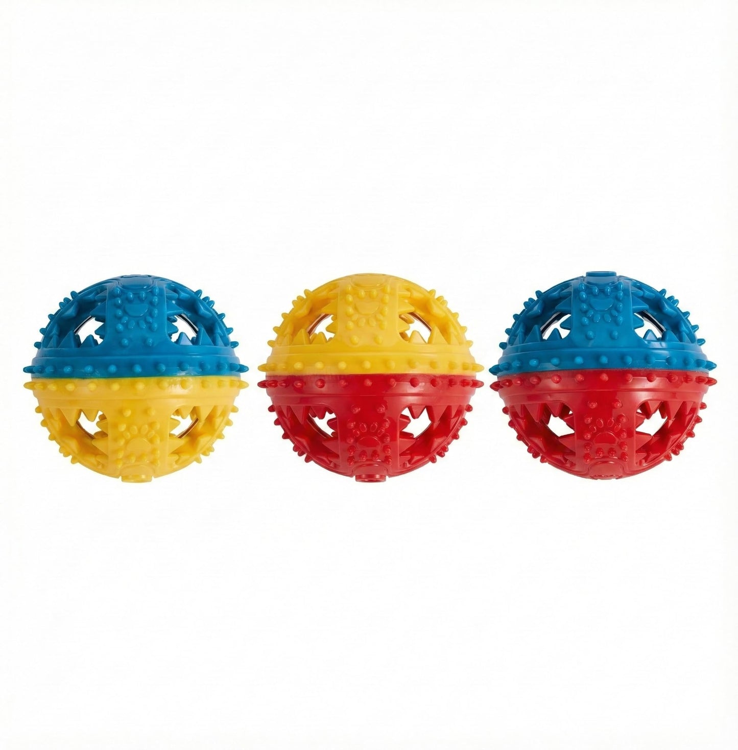 Argoswags Spiky Dog Ball with Internal Bell - Rigid TPR Durable Fetch Toy - Squeakless Rattle Sound - Hard Textured Dental Surface for Teeth Cleaning & Medium Large Breeds (3-Versions-in-1)