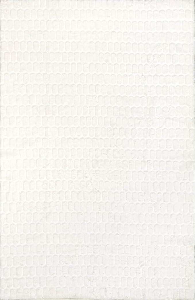 Nuloom Nia White/Ivory, 6' x 9', Cozy Shag, Fluffy and Soft, High Traffic, Stain Resistant, Easy Clean, Durable Machine Washable Area Rug for Bedroom, Living Room, Dining, Den, Foyer, Entryway